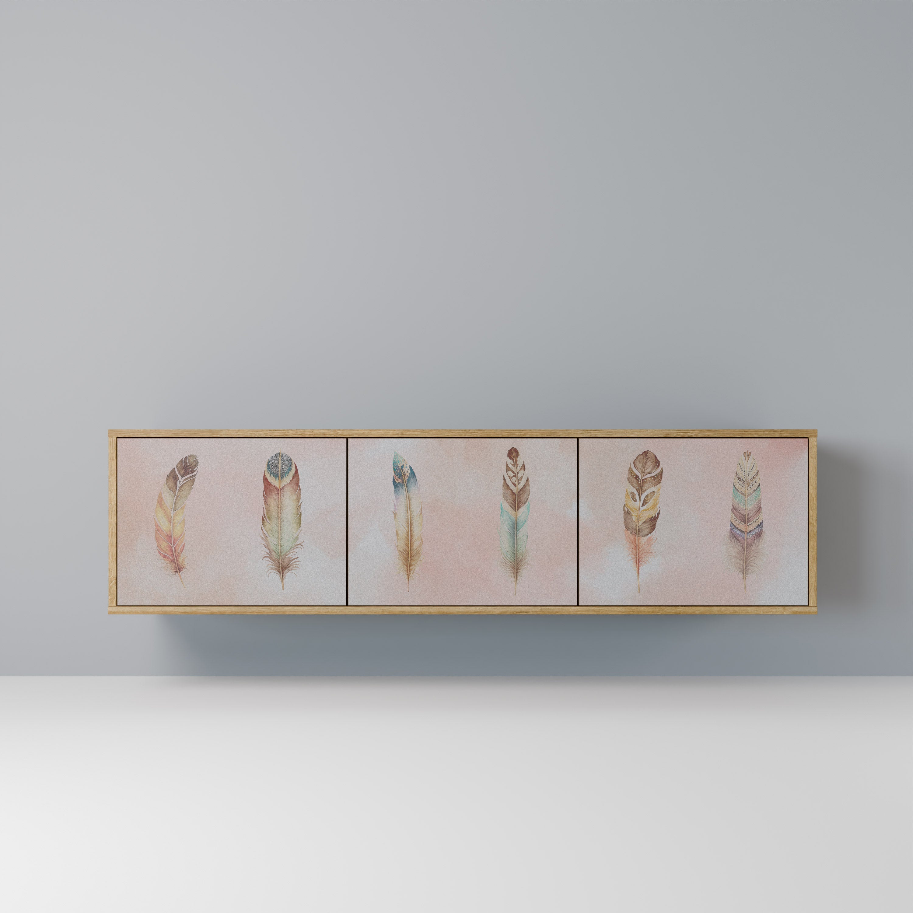 Meuble TV 3 portes DELIQUESCE effet chêne