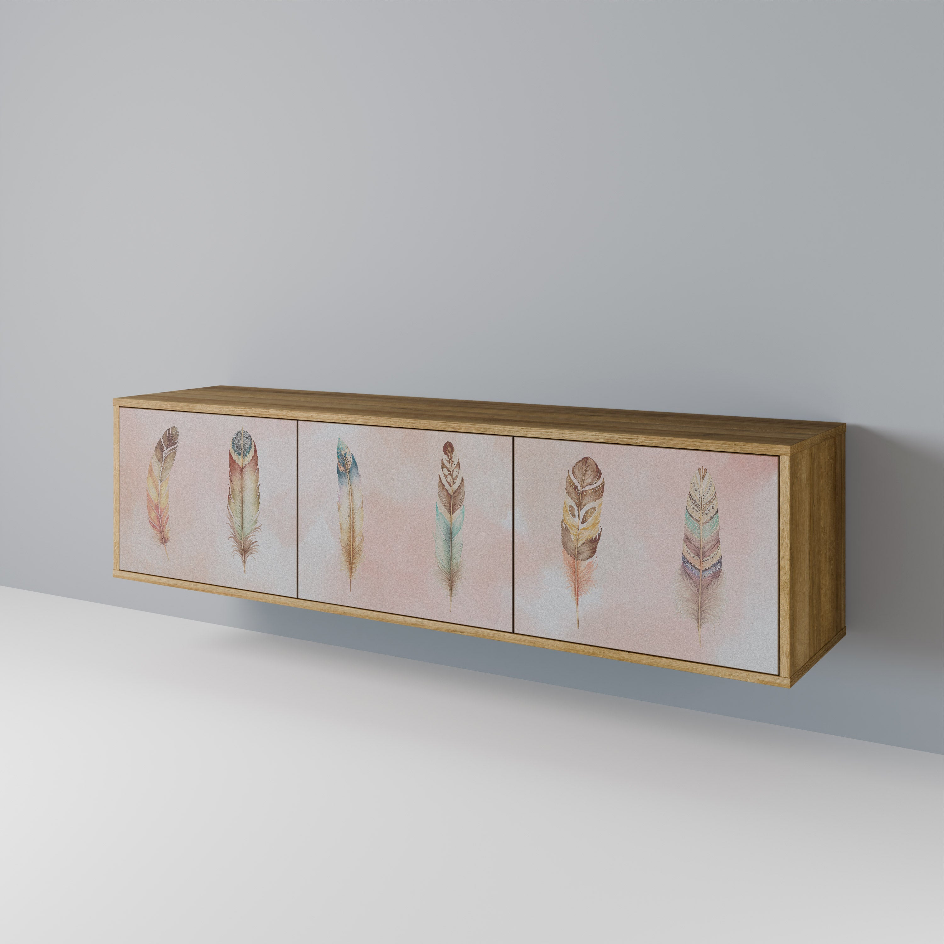 Meuble TV 3 portes DELIQUESCE effet chêne