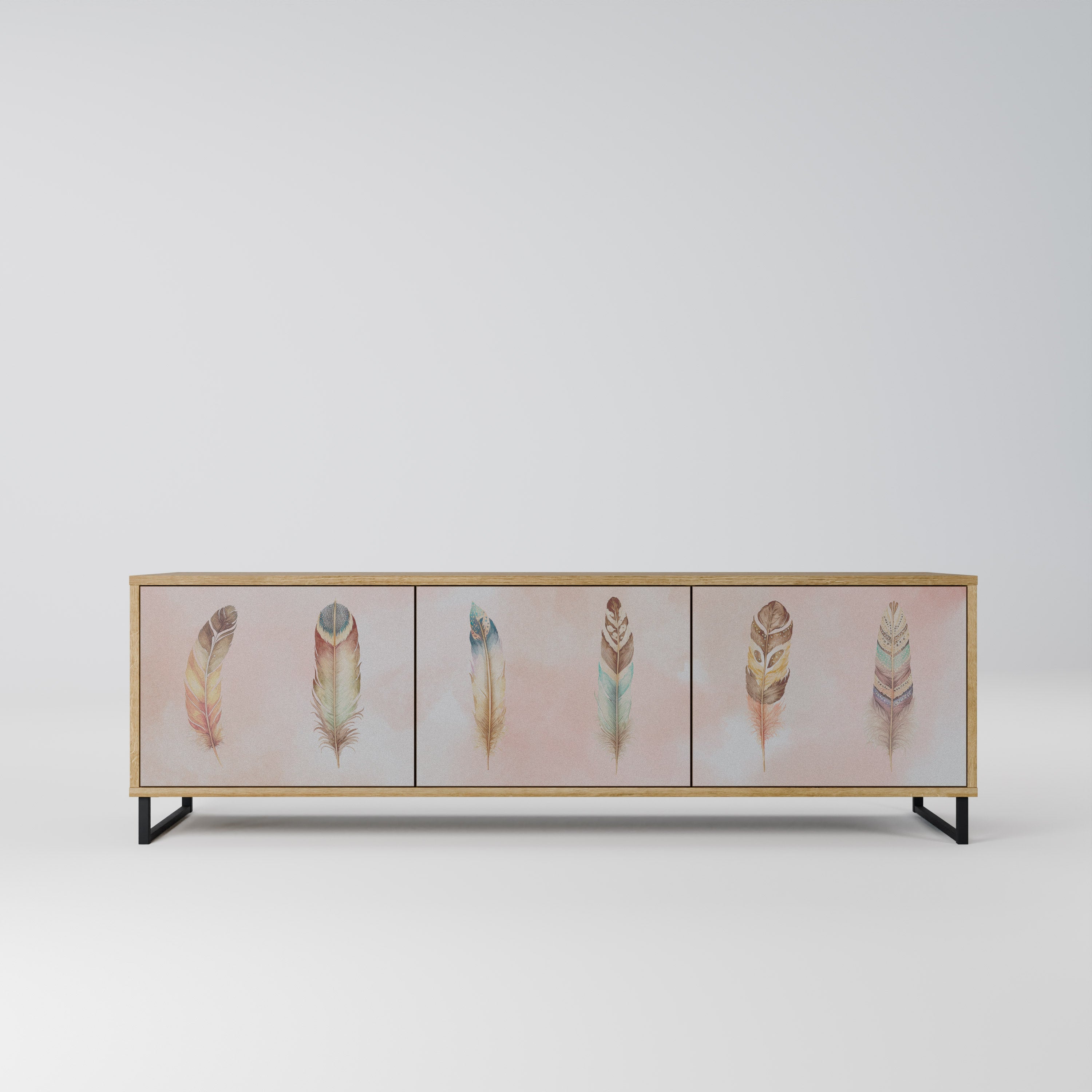 Meuble TV 3 portes DELIQUESCE effet chêne