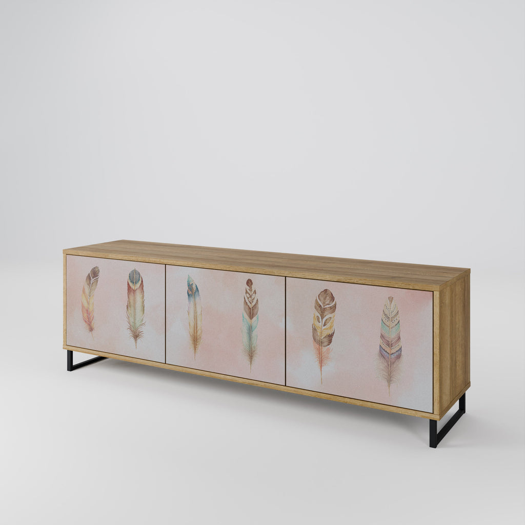 Meuble TV 3 portes DELIQUESCE effet chêne