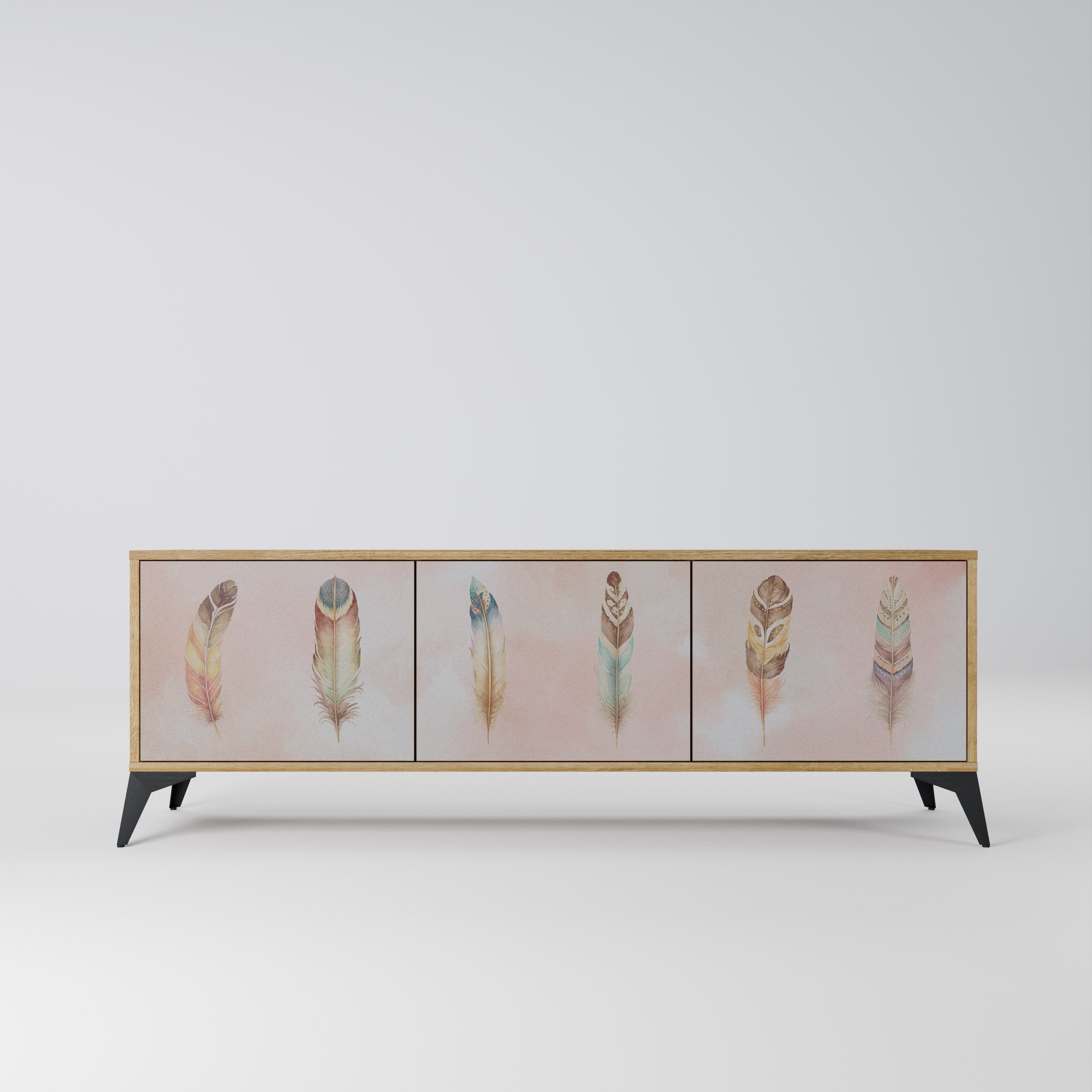 Meuble TV 3 portes DELIQUESCE effet chêne