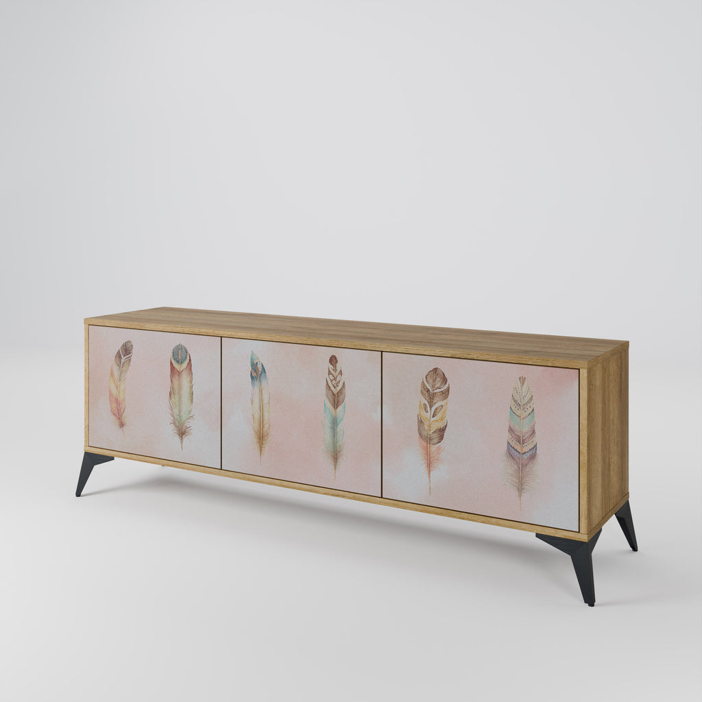 Meuble TV 3 portes DELIQUESCE effet chêne