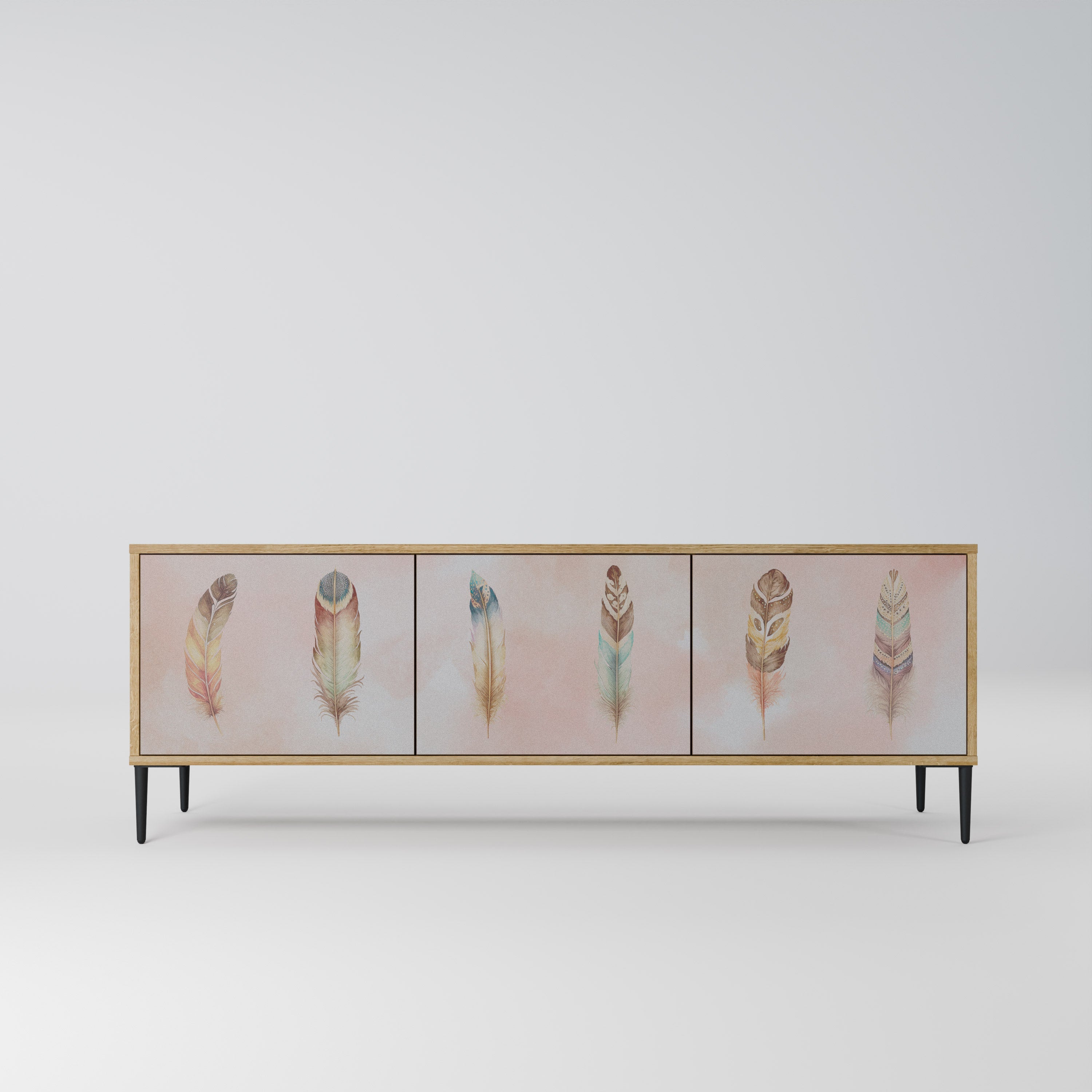 Meuble TV 3 portes DELIQUESCE effet chêne