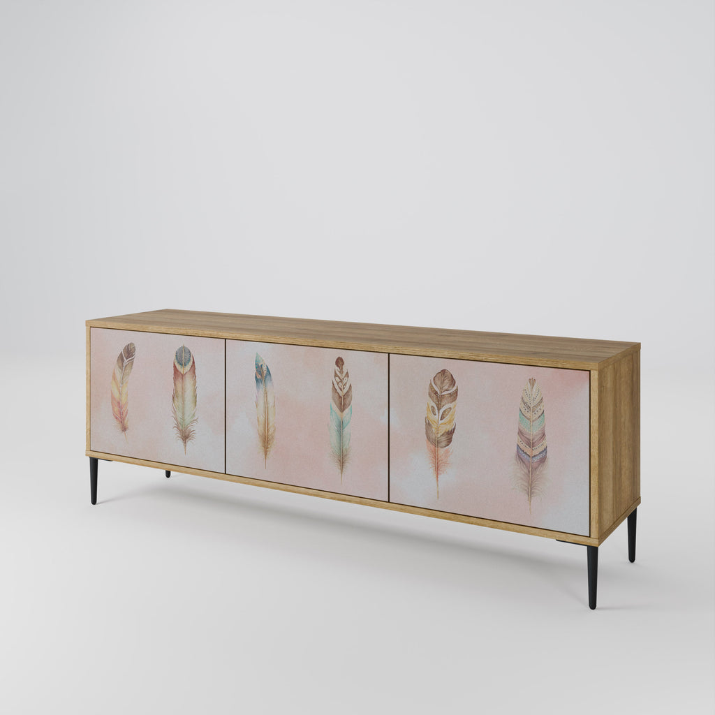 Meuble TV 3 portes DELIQUESCE effet chêne