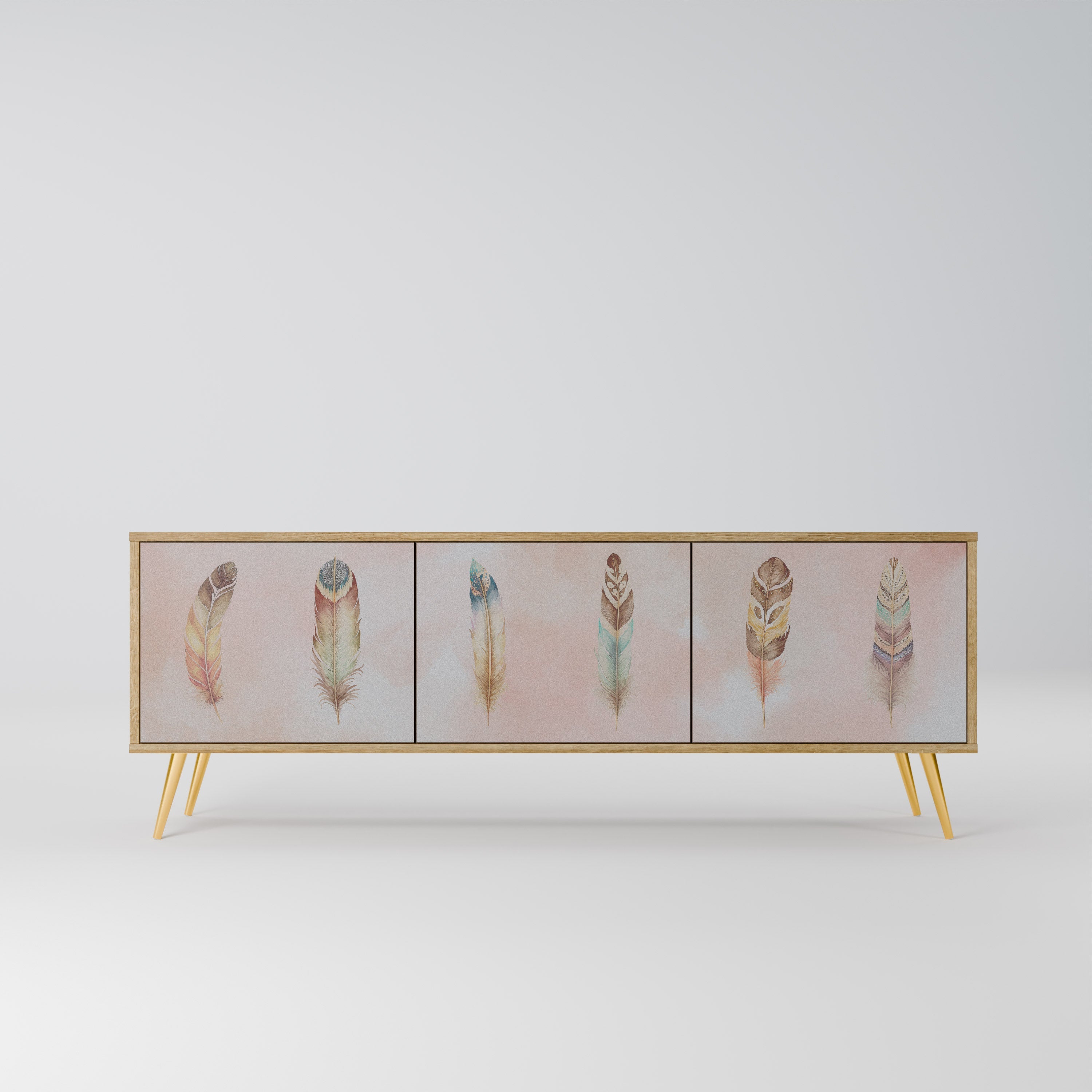 Meuble TV 3 portes DELIQUESCE effet chêne