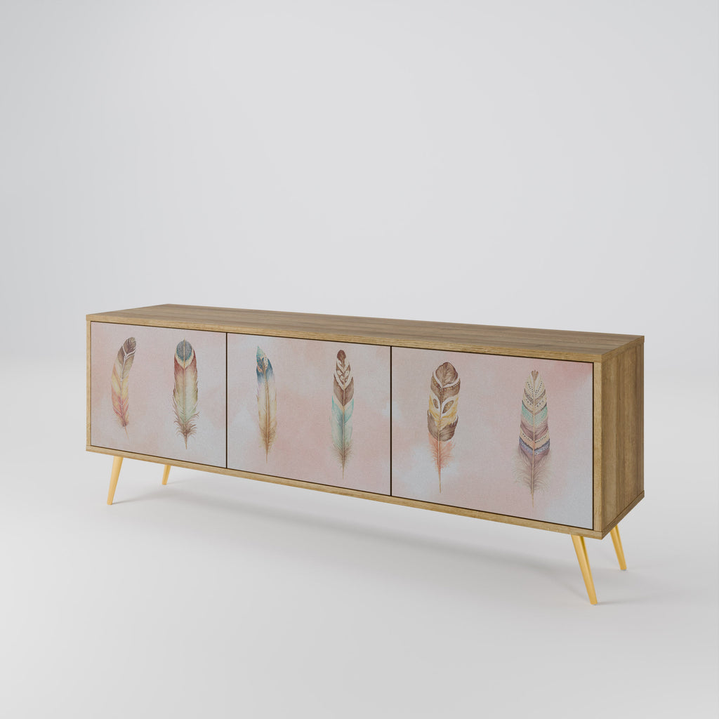 Meuble TV 3 portes DELIQUESCE effet chêne