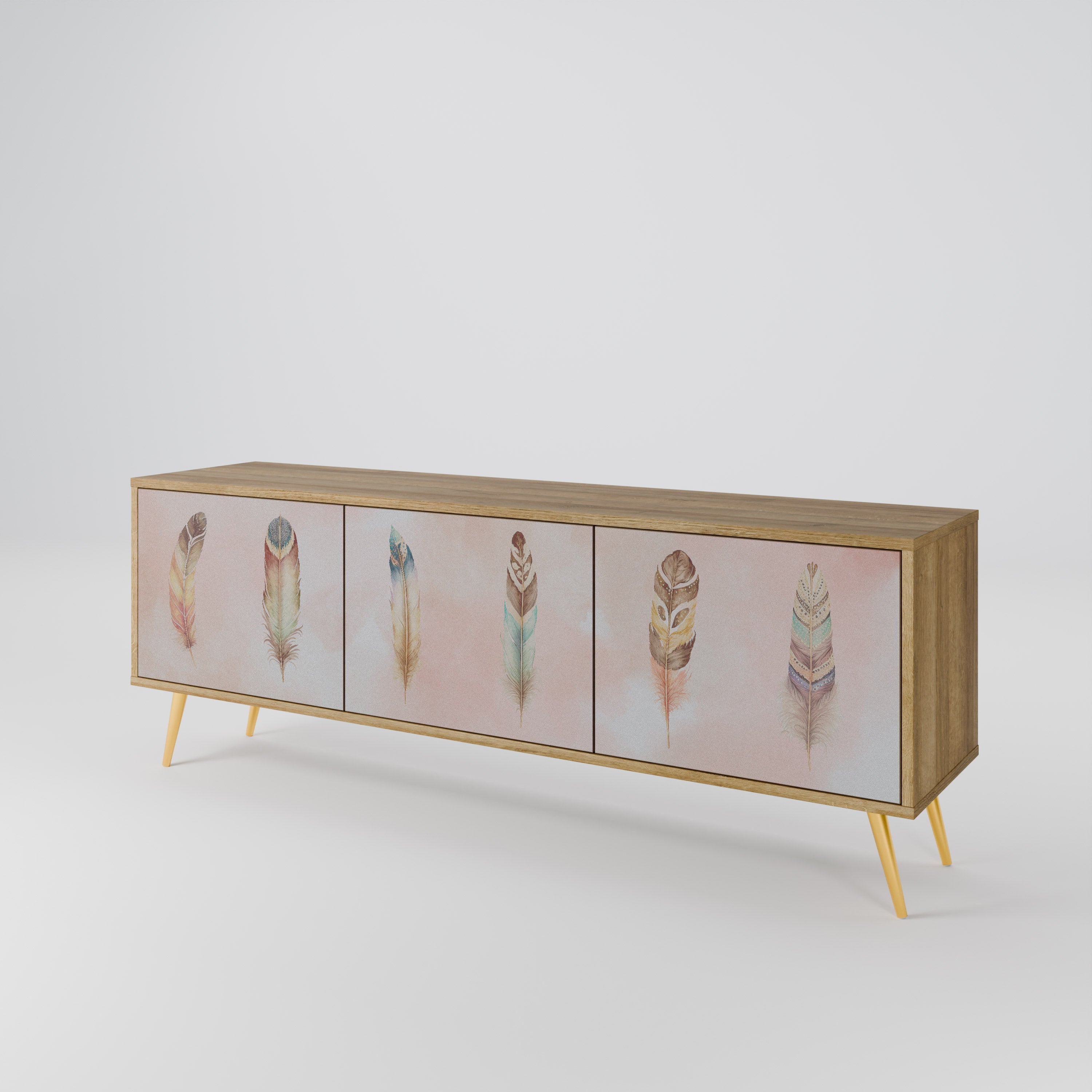 Meuble TV 3 portes DELIQUESCE effet chêne