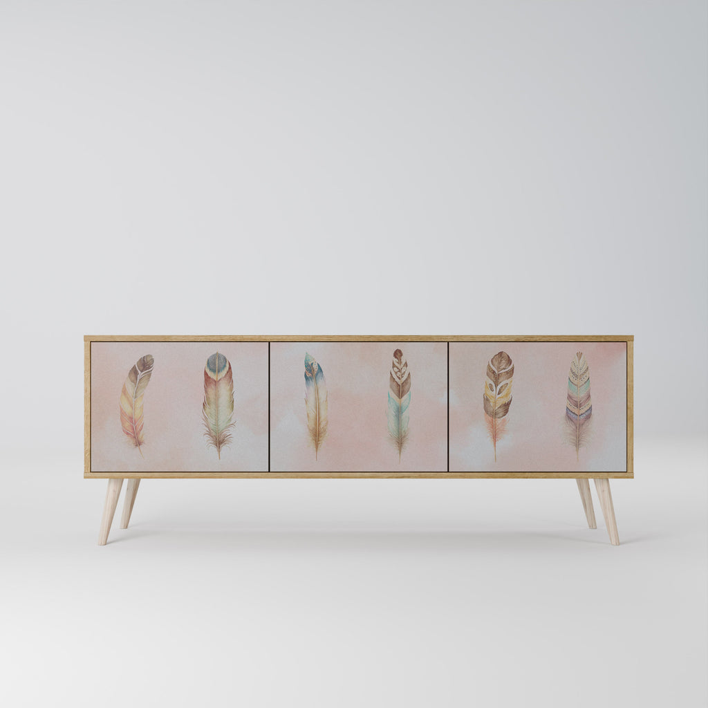 Meuble TV 3 portes DELIQUESCE effet chêne