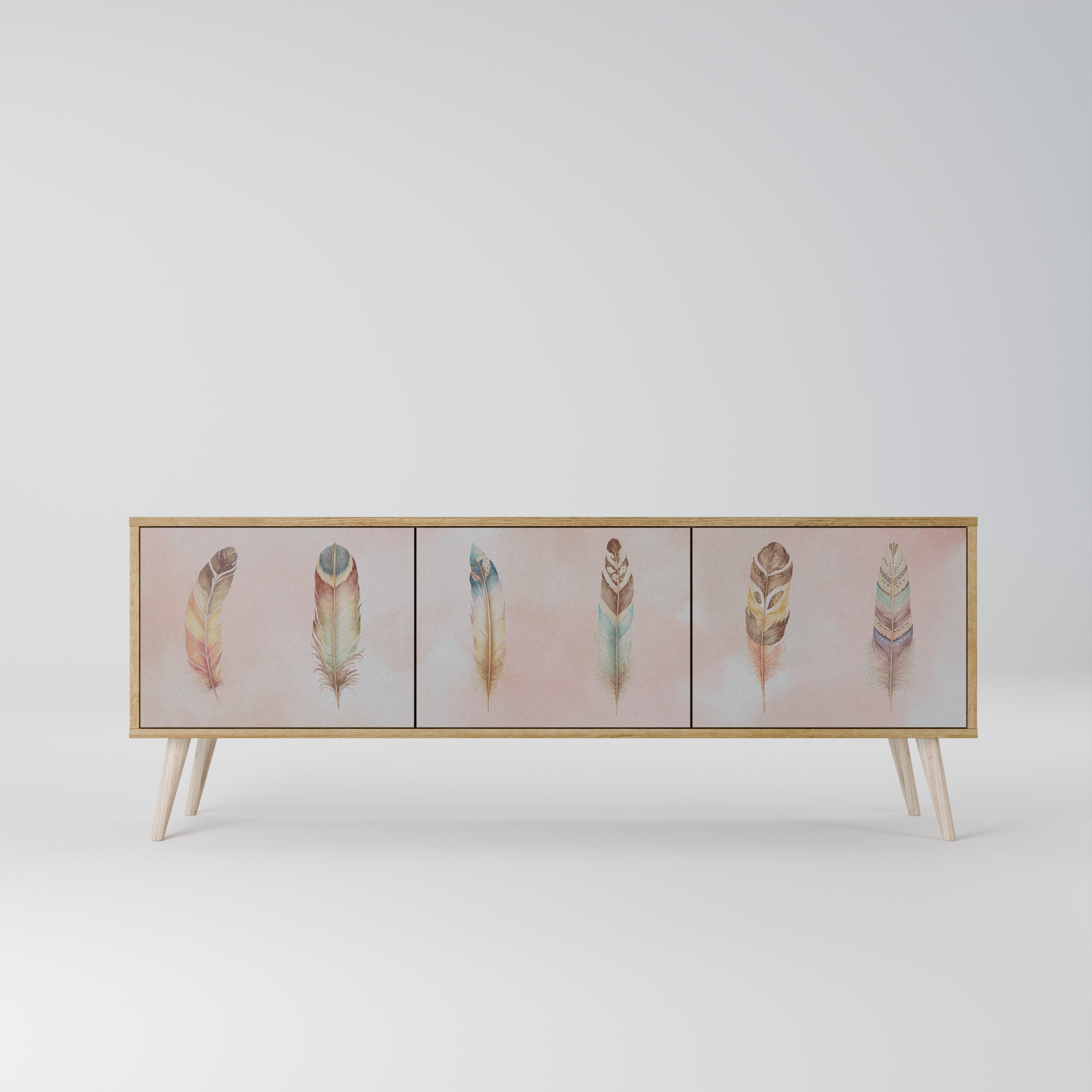 Meuble TV 3 portes DELIQUESCE effet chêne