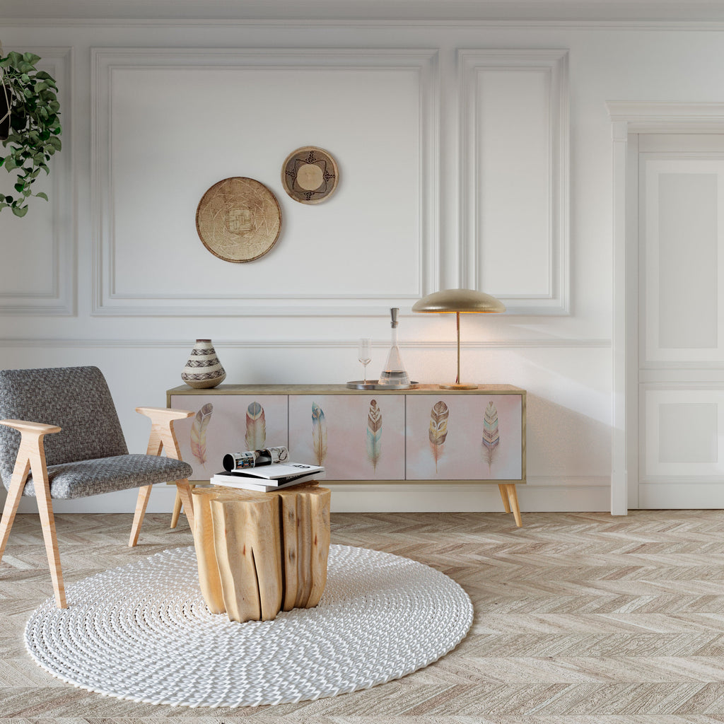 Meuble TV 3 portes DELIQUESCE effet chêne