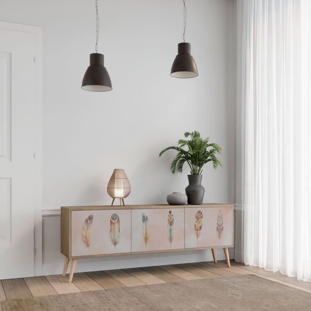 Meuble TV 3 portes DELIQUESCE effet chêne