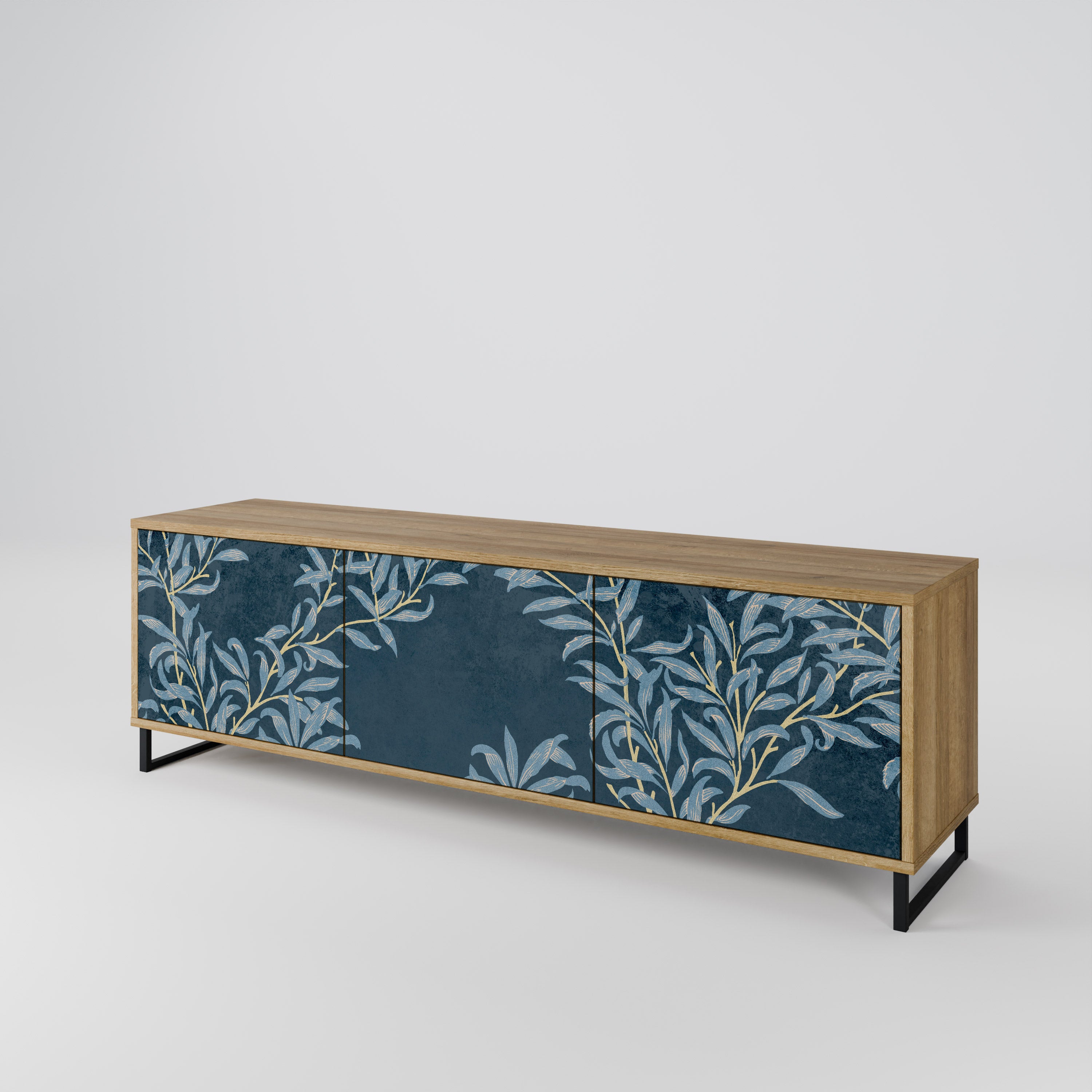 BLUE LEAVES 3-Door TV Cabinet