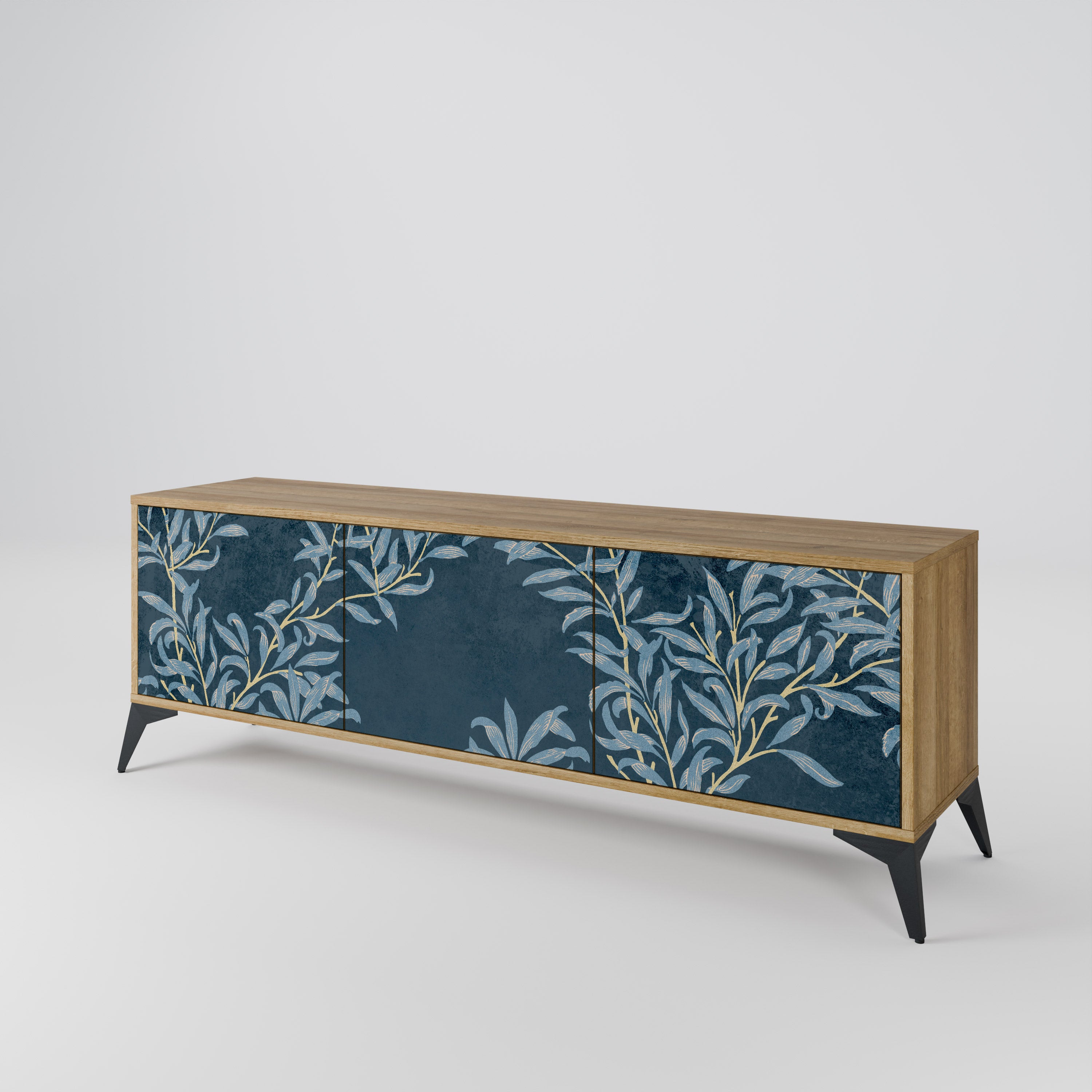 BLUE LEAVES 3-Door TV Cabinet