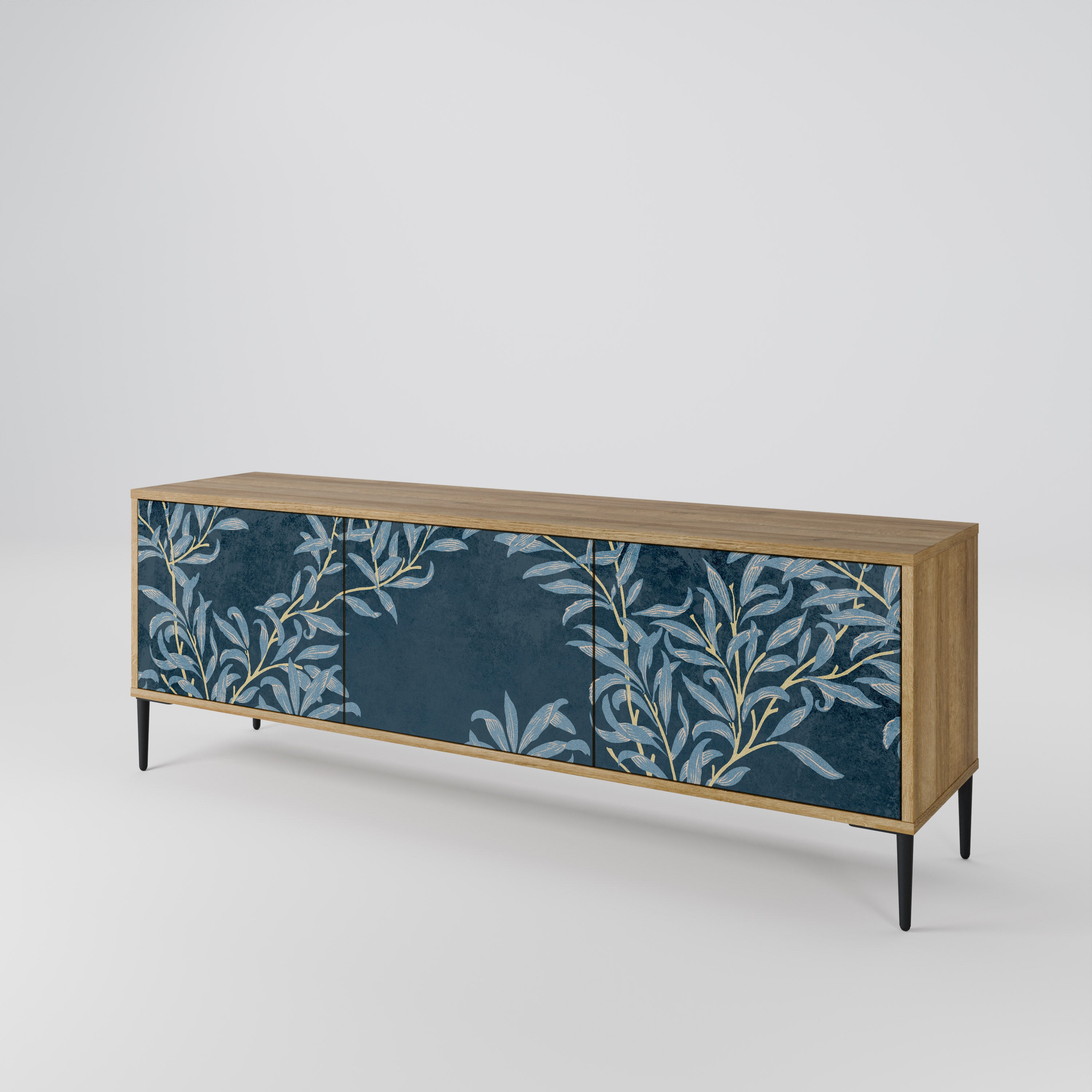 BLUE LEAVES 3-Door TV Cabinet