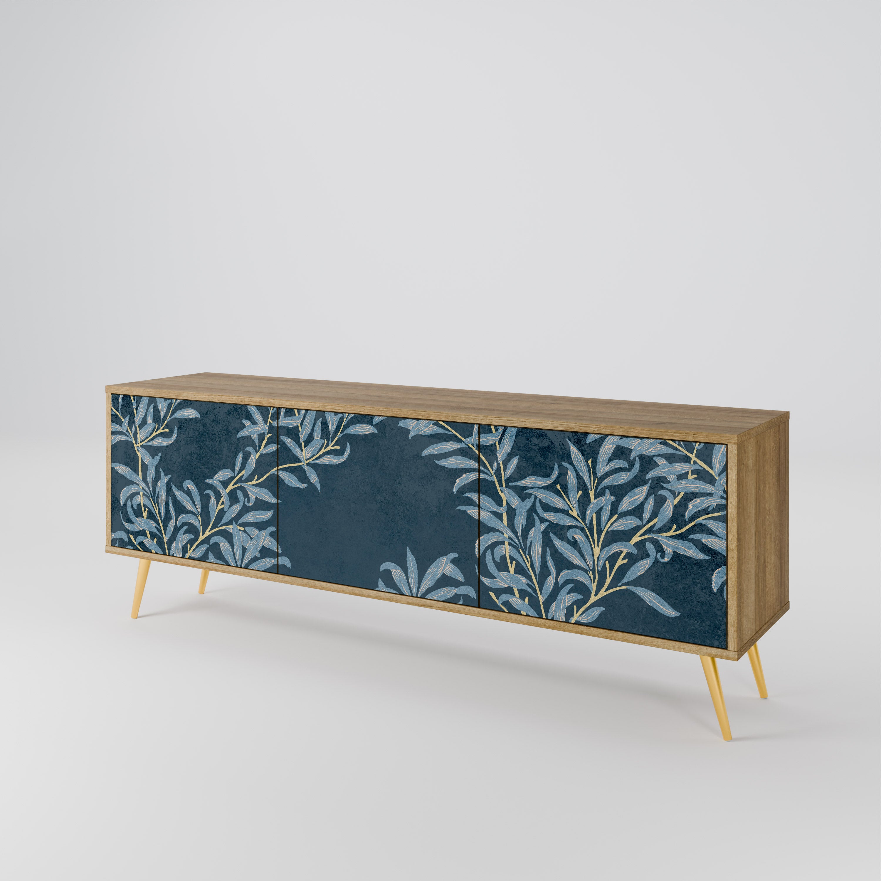 BLUE LEAVES 3-Door TV Cabinet