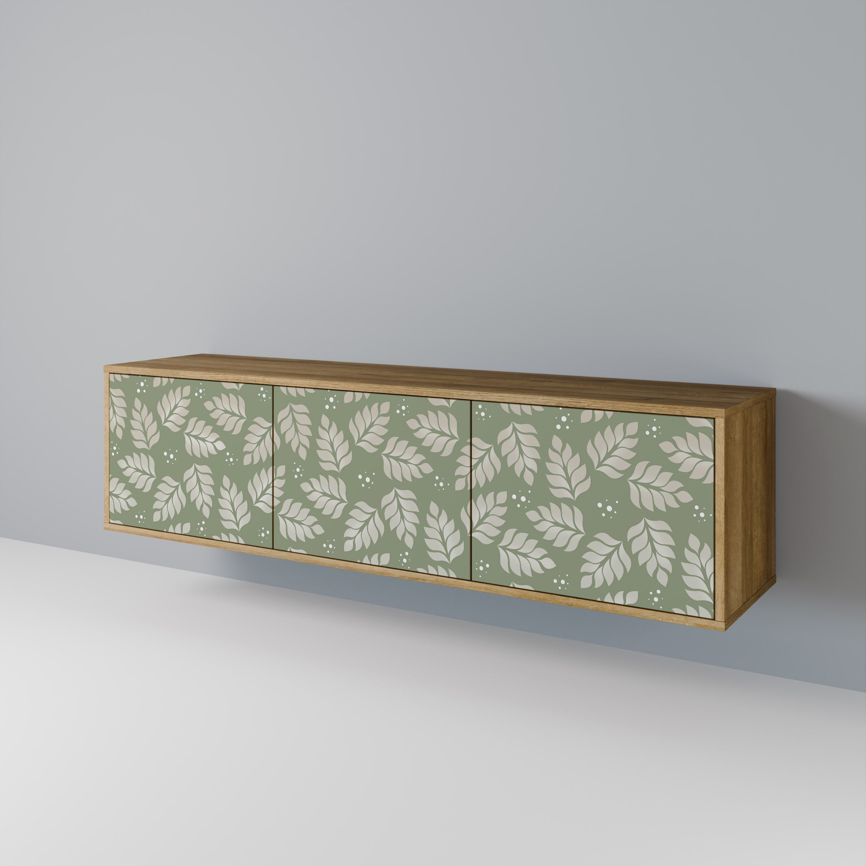 Meuble TV 3 portes LEAVES ON GREEN effet chêne