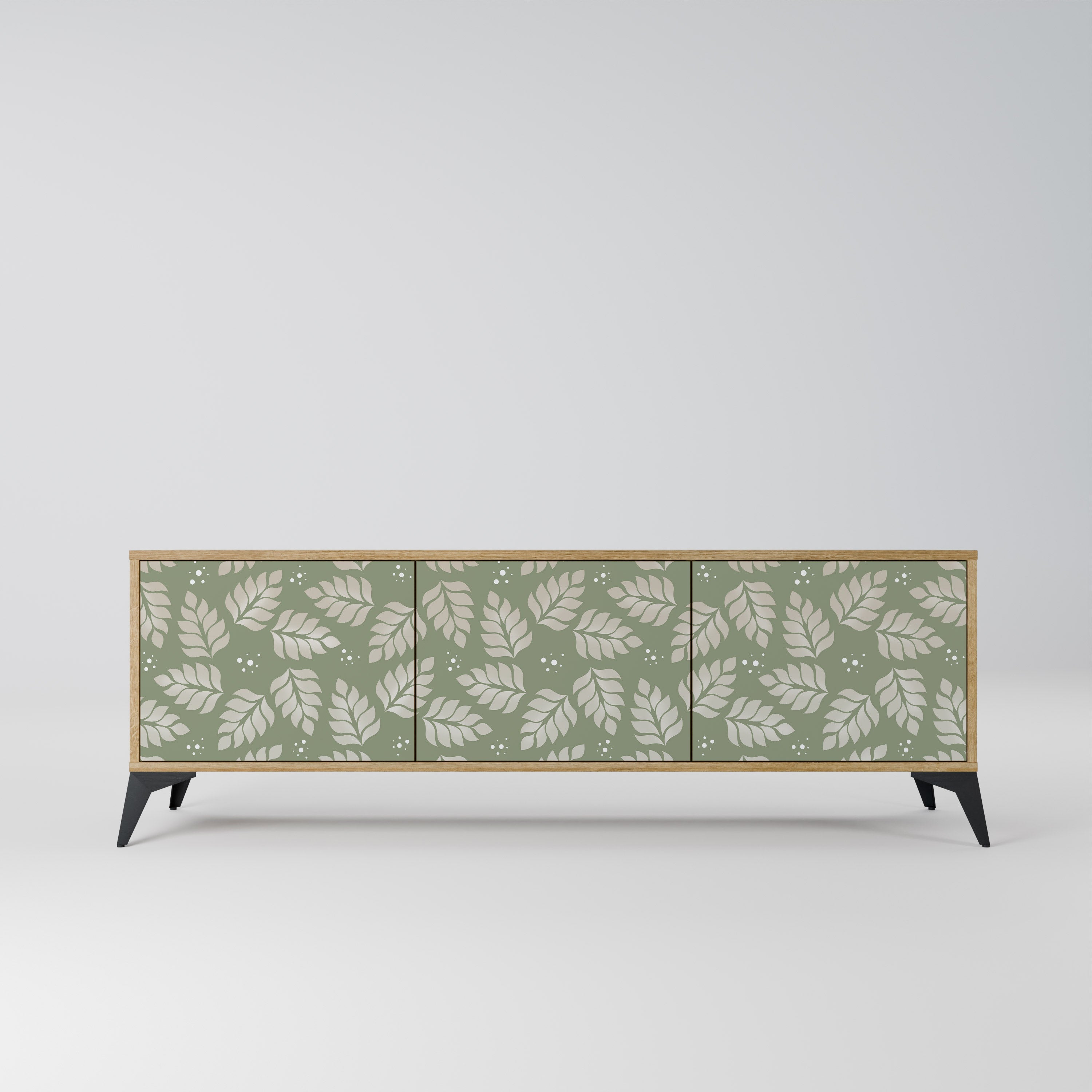 Meuble TV 3 portes LEAVES ON GREEN effet chêne