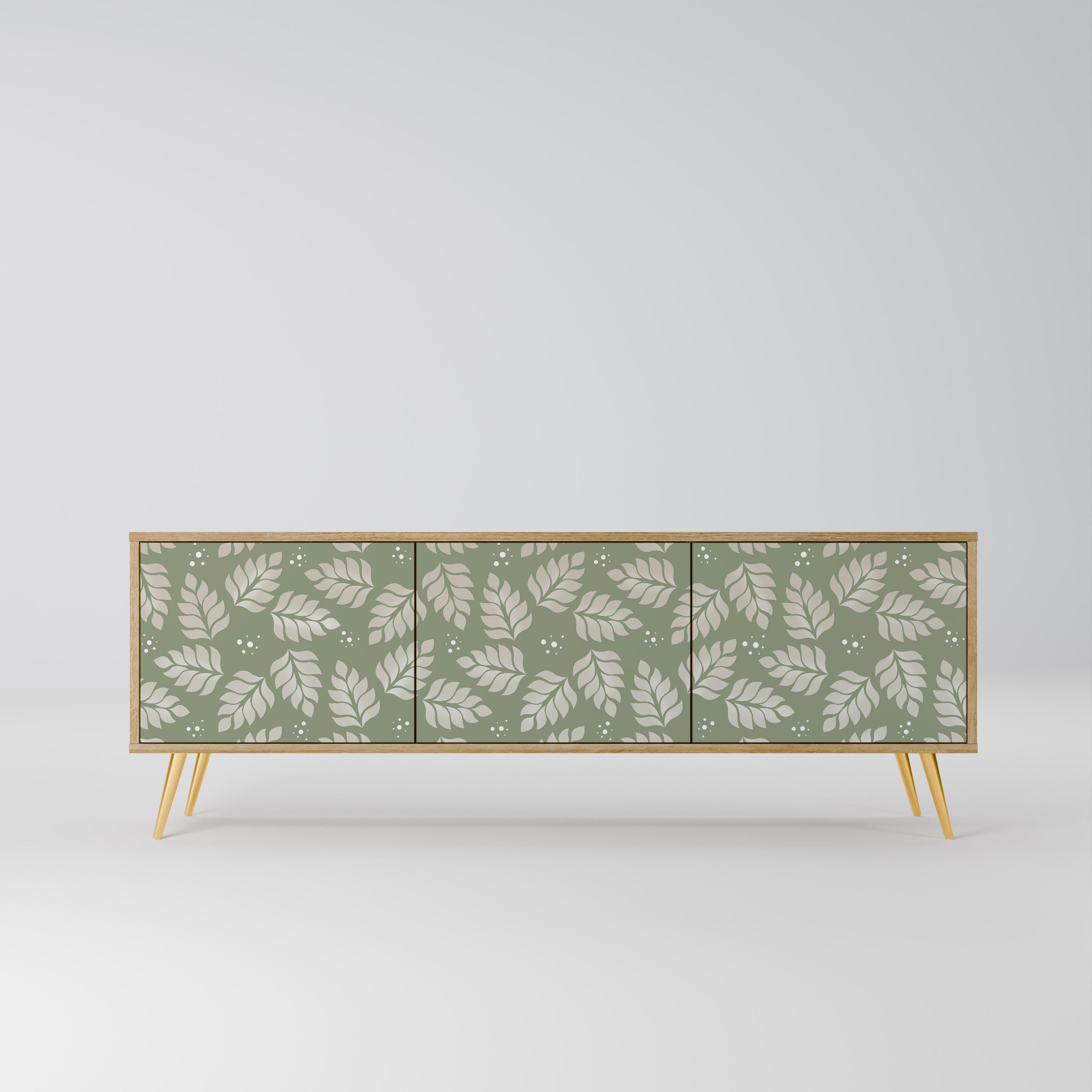 Meuble TV 3 portes LEAVES ON GREEN effet chêne