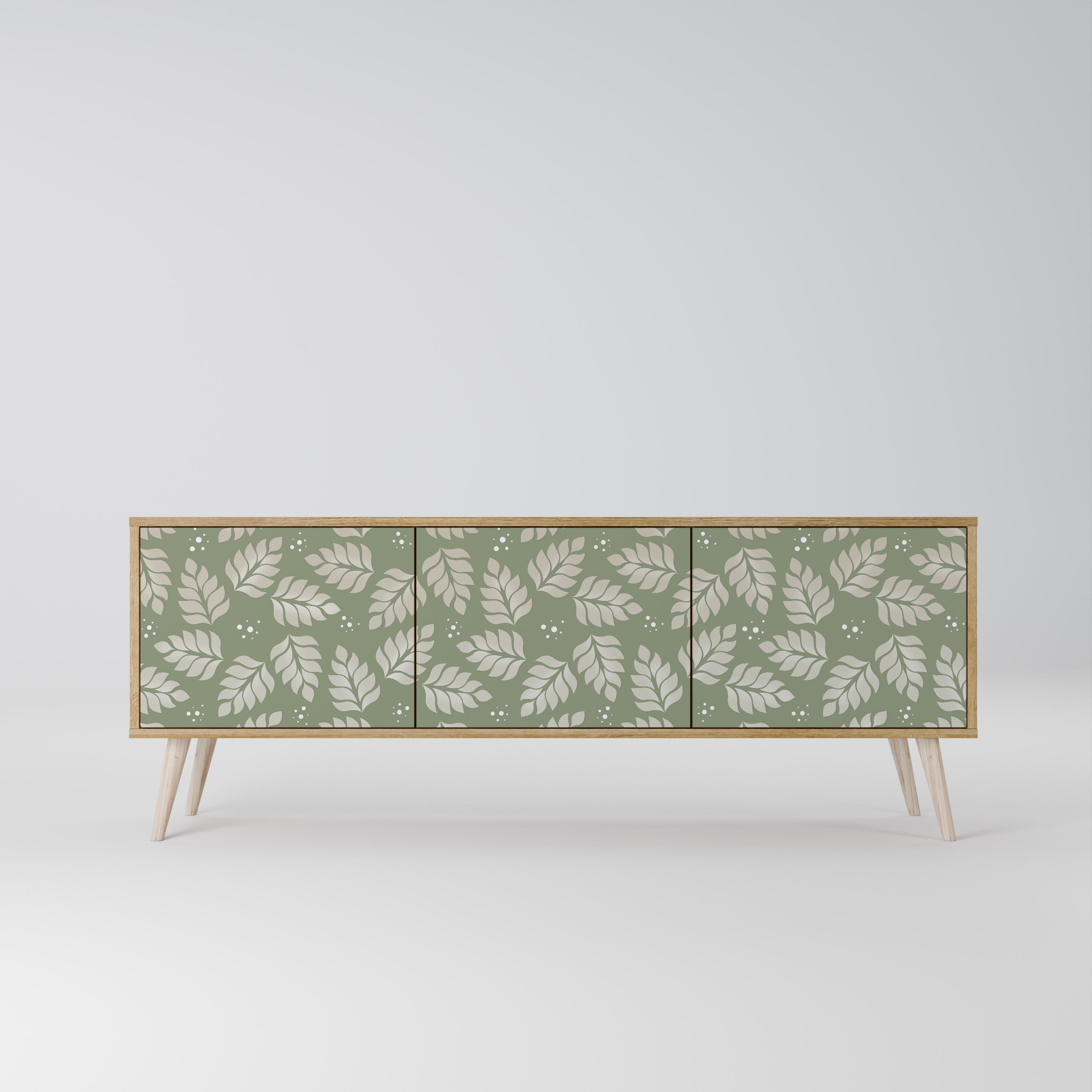 Meuble TV 3 portes LEAVES ON GREEN effet chêne