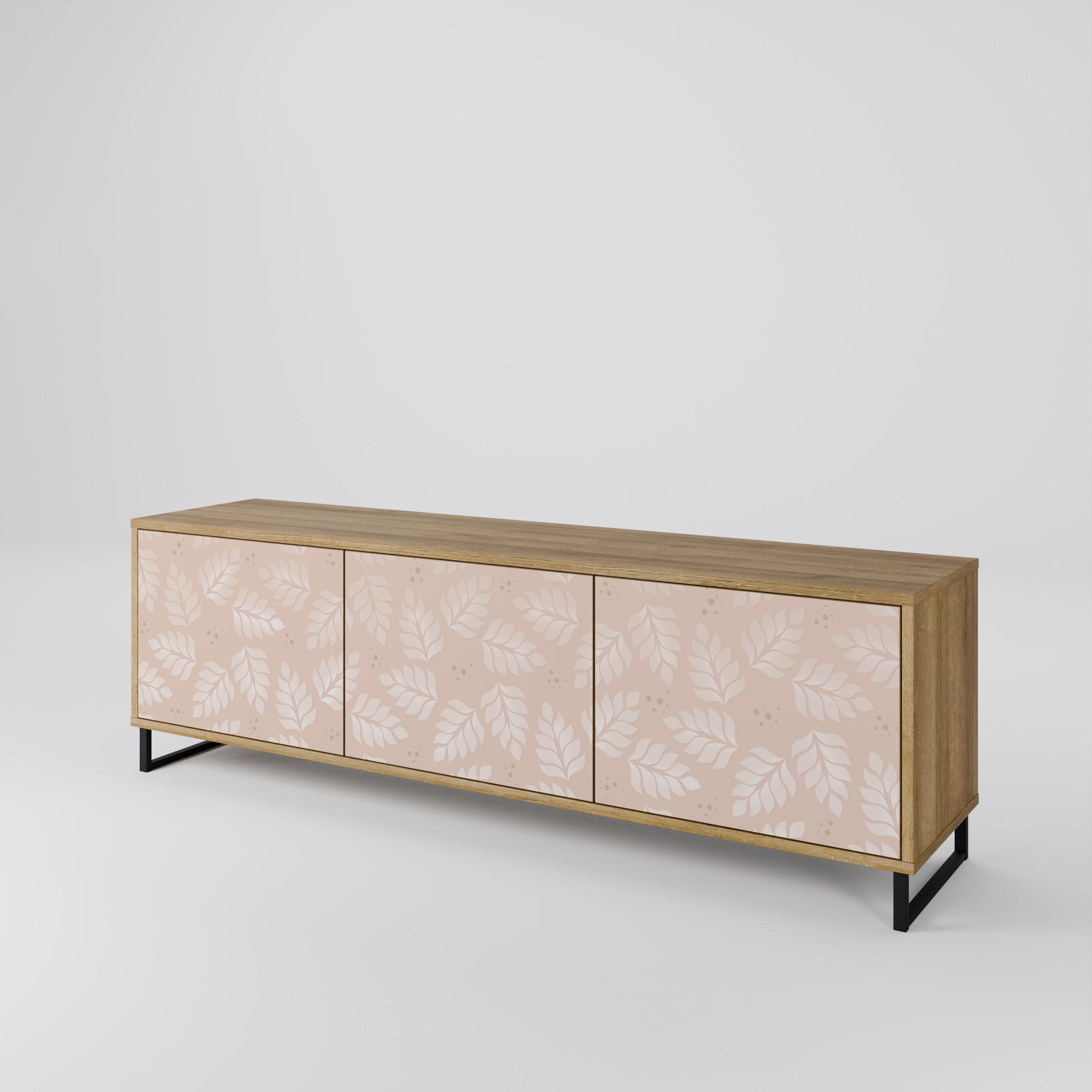 LEAVES ON BEIGE 3-Door TV Cabinet