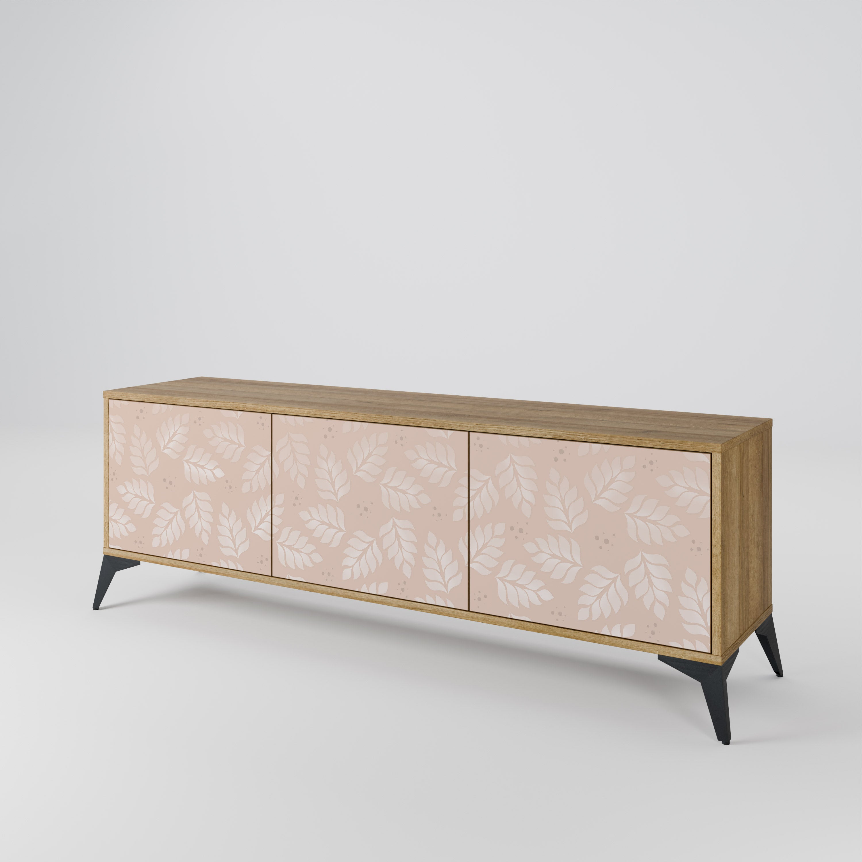 LEAVES ON BEIGE 3-Door TV Cabinet