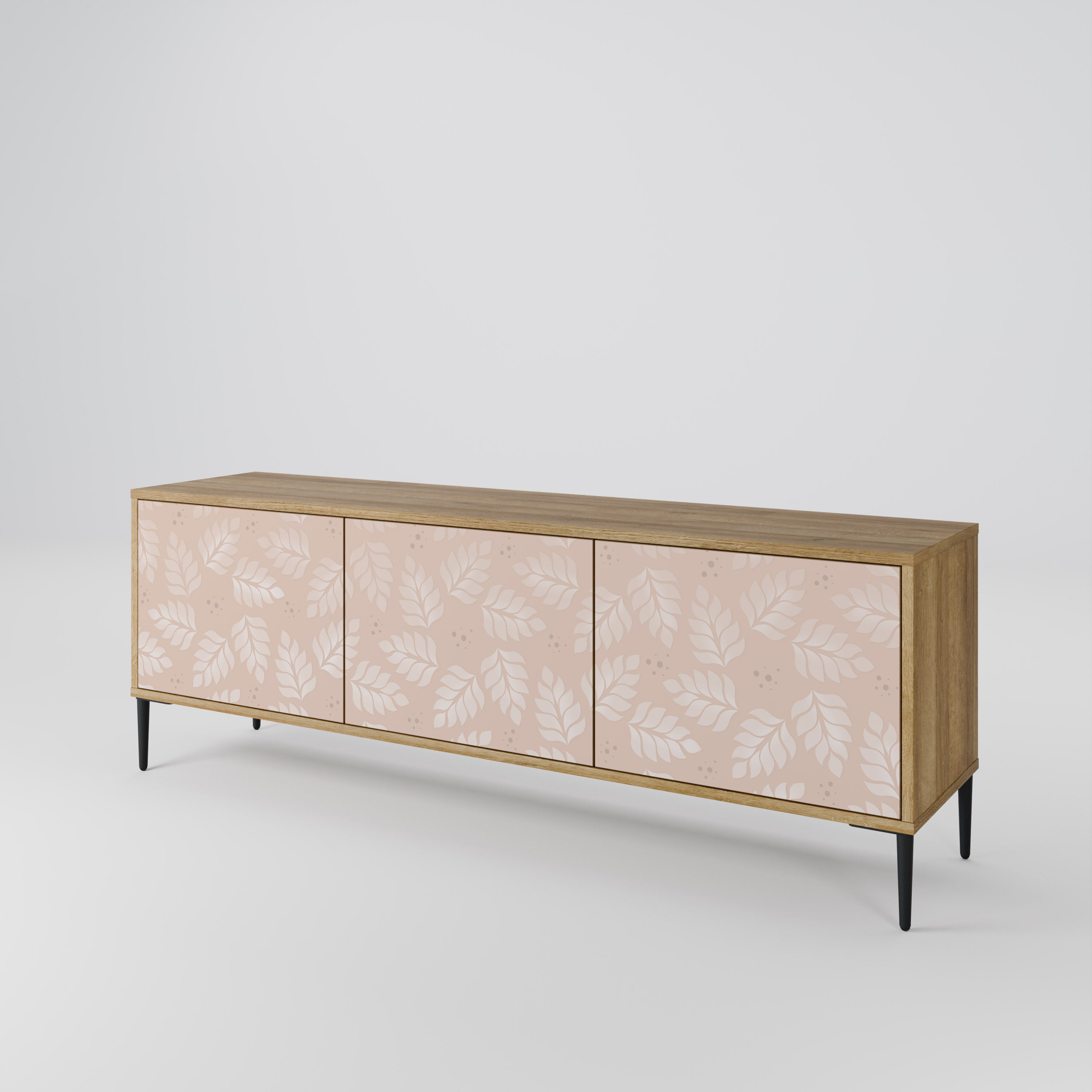LEAVES ON BEIGE 3-Door TV Cabinet