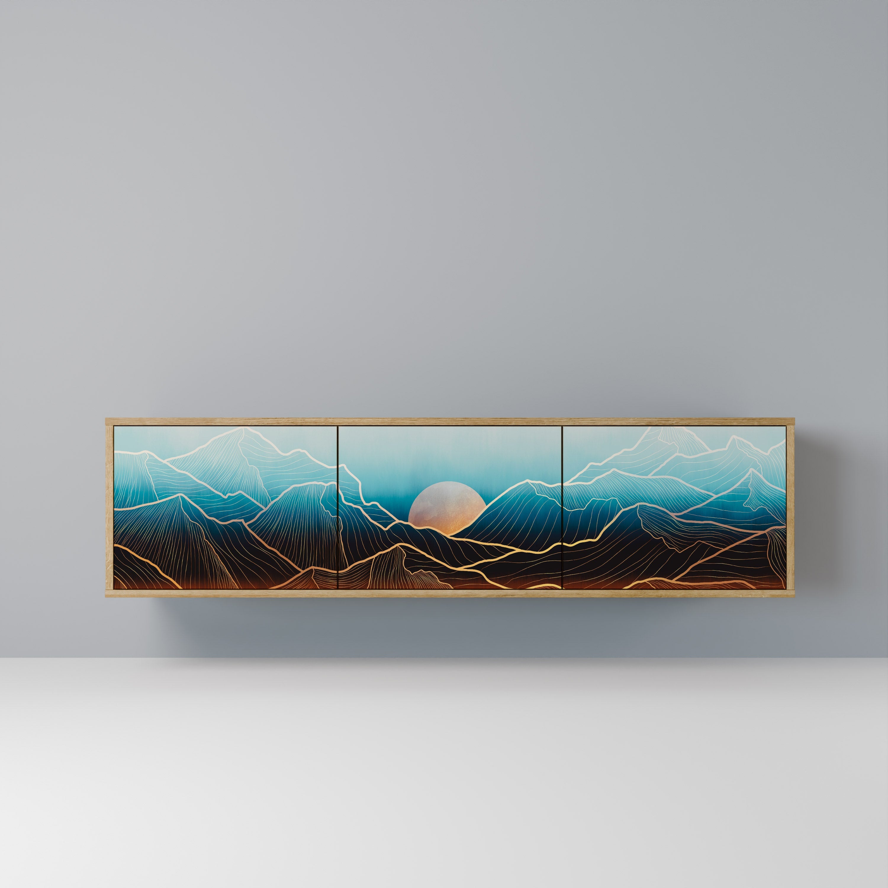 Meuble TV 3 portes LUNAR SECRETS effet chêne