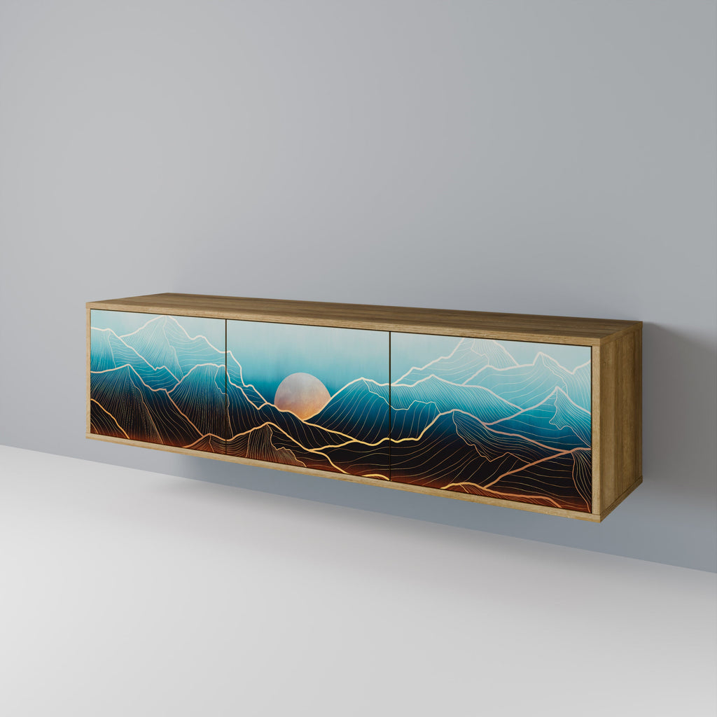 Meuble TV 3 portes LUNAR SECRETS effet chêne