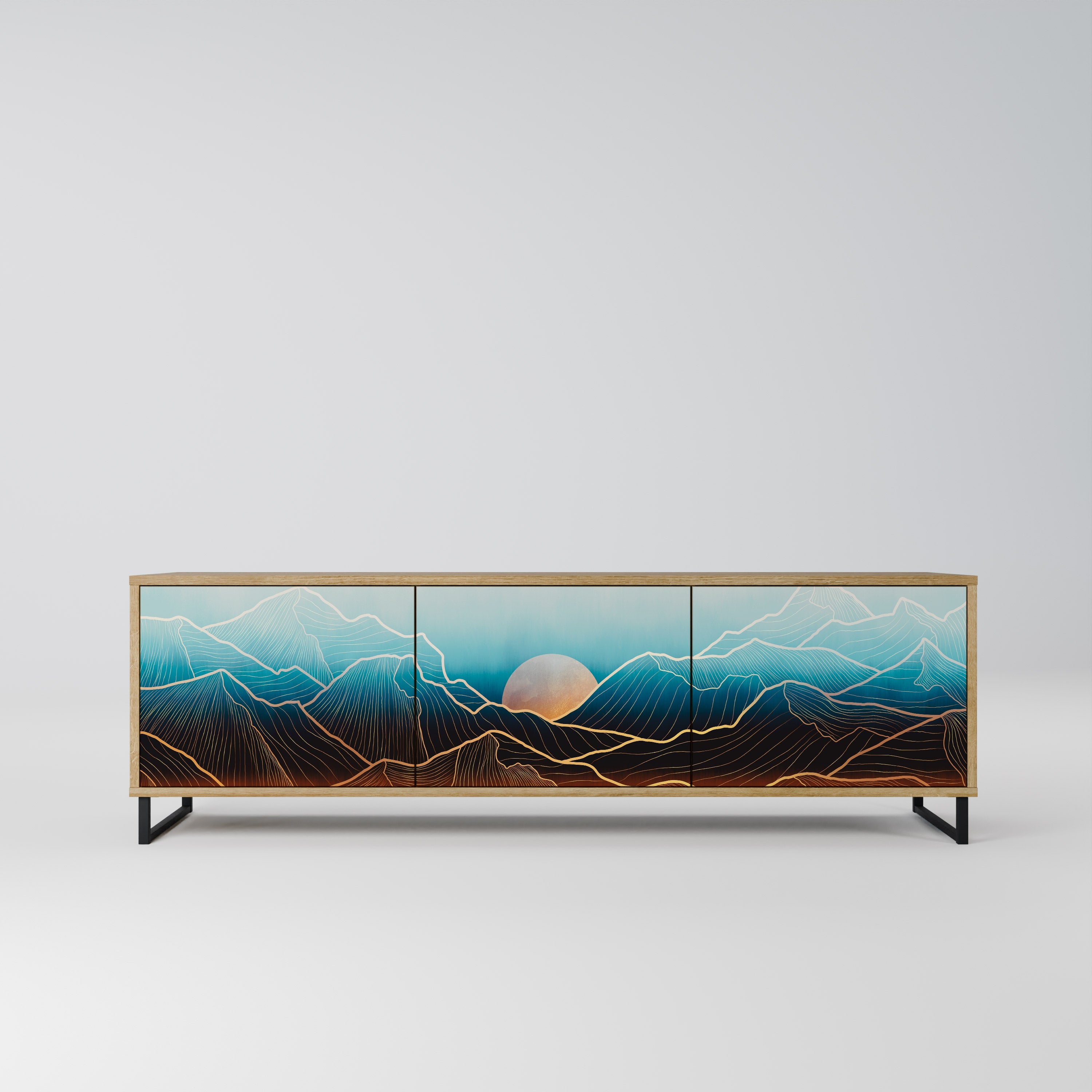 Meuble TV 3 portes LUNAR SECRETS effet chêne