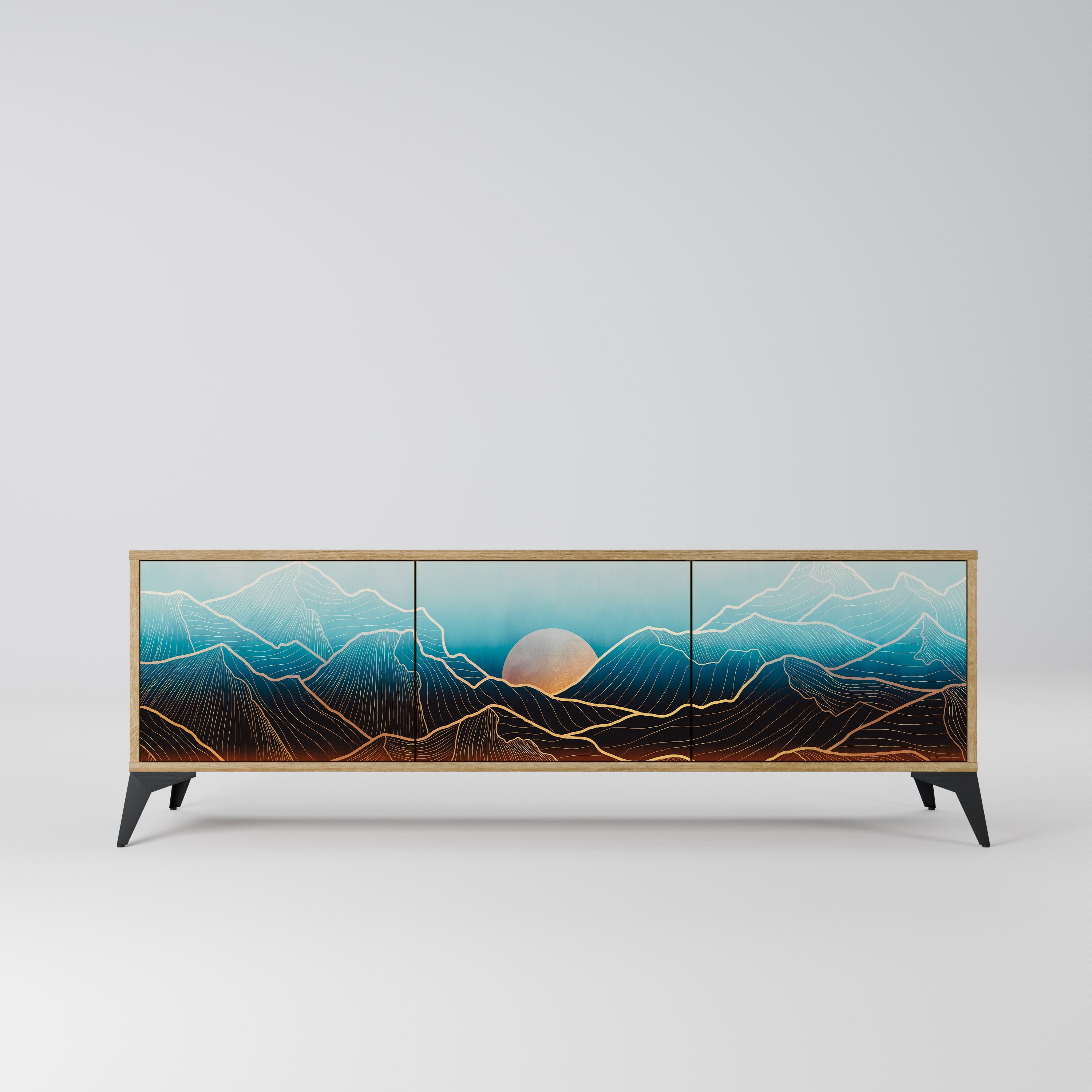 Meuble TV 3 portes LUNAR SECRETS effet chêne