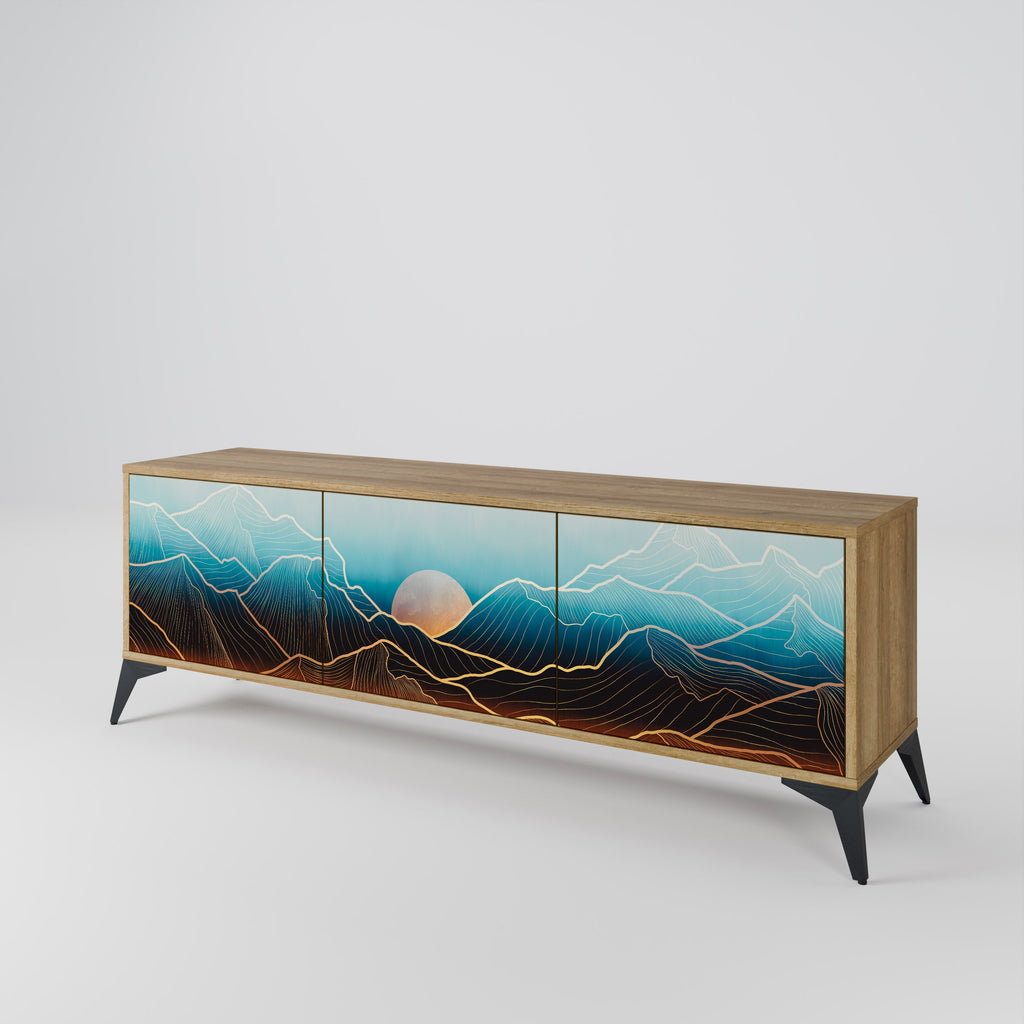 Meuble TV 3 portes LUNAR SECRETS effet chêne