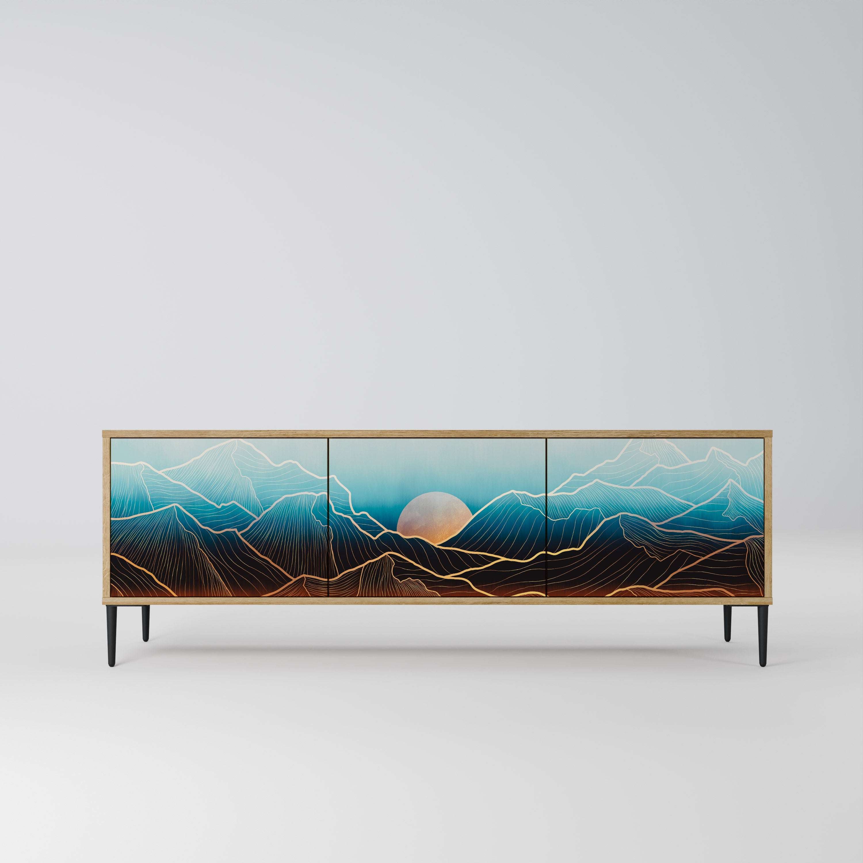 Meuble TV 3 portes LUNAR SECRETS effet chêne