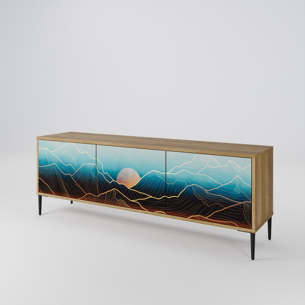 Meuble TV 3 portes LUNAR SECRETS effet chêne