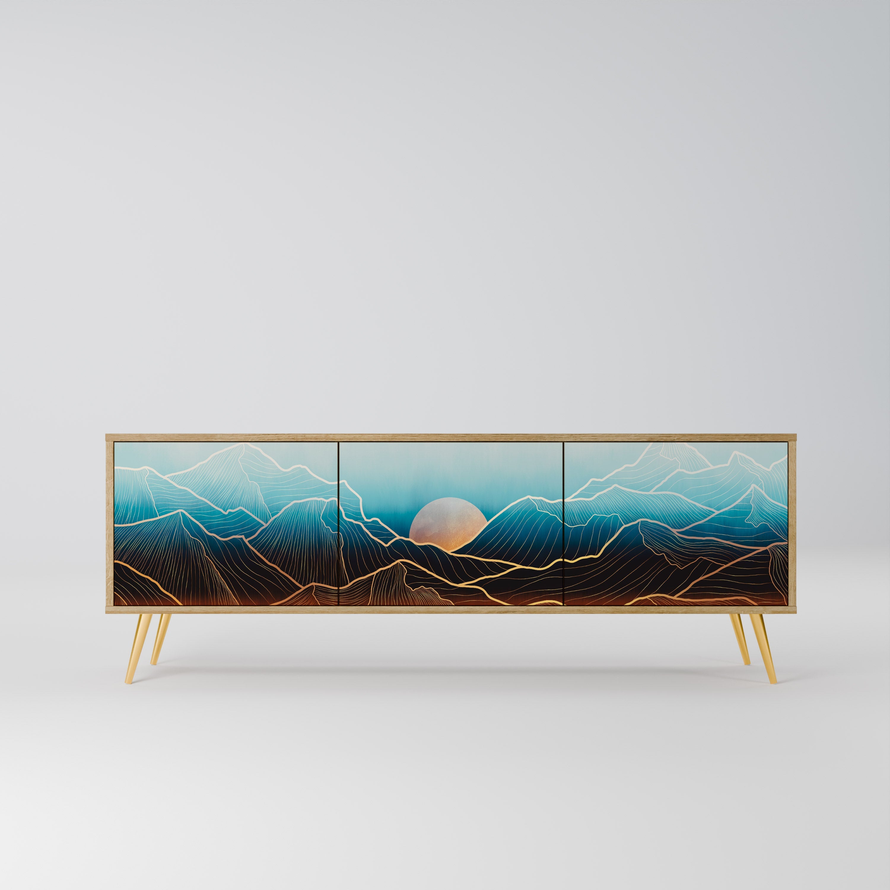 Meuble TV 3 portes LUNAR SECRETS effet chêne