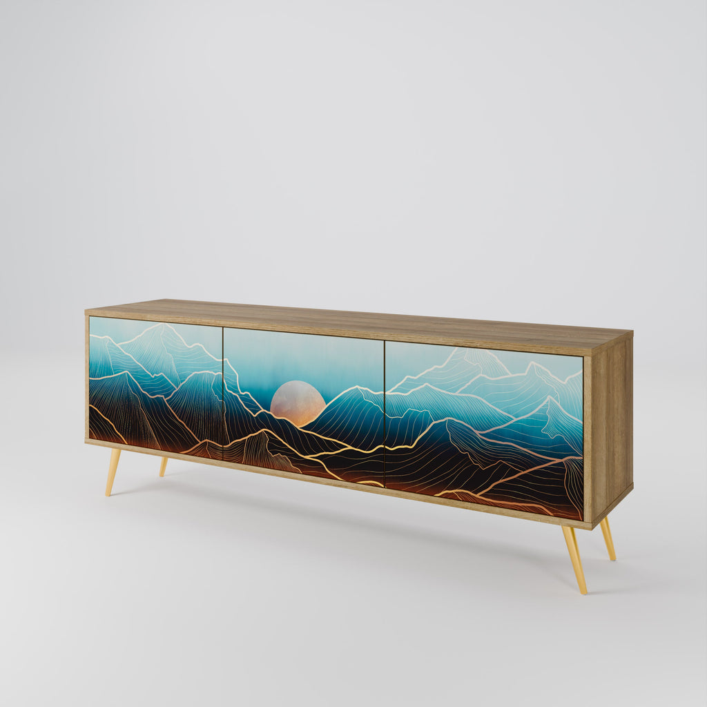 Meuble TV 3 portes LUNAR SECRETS effet chêne