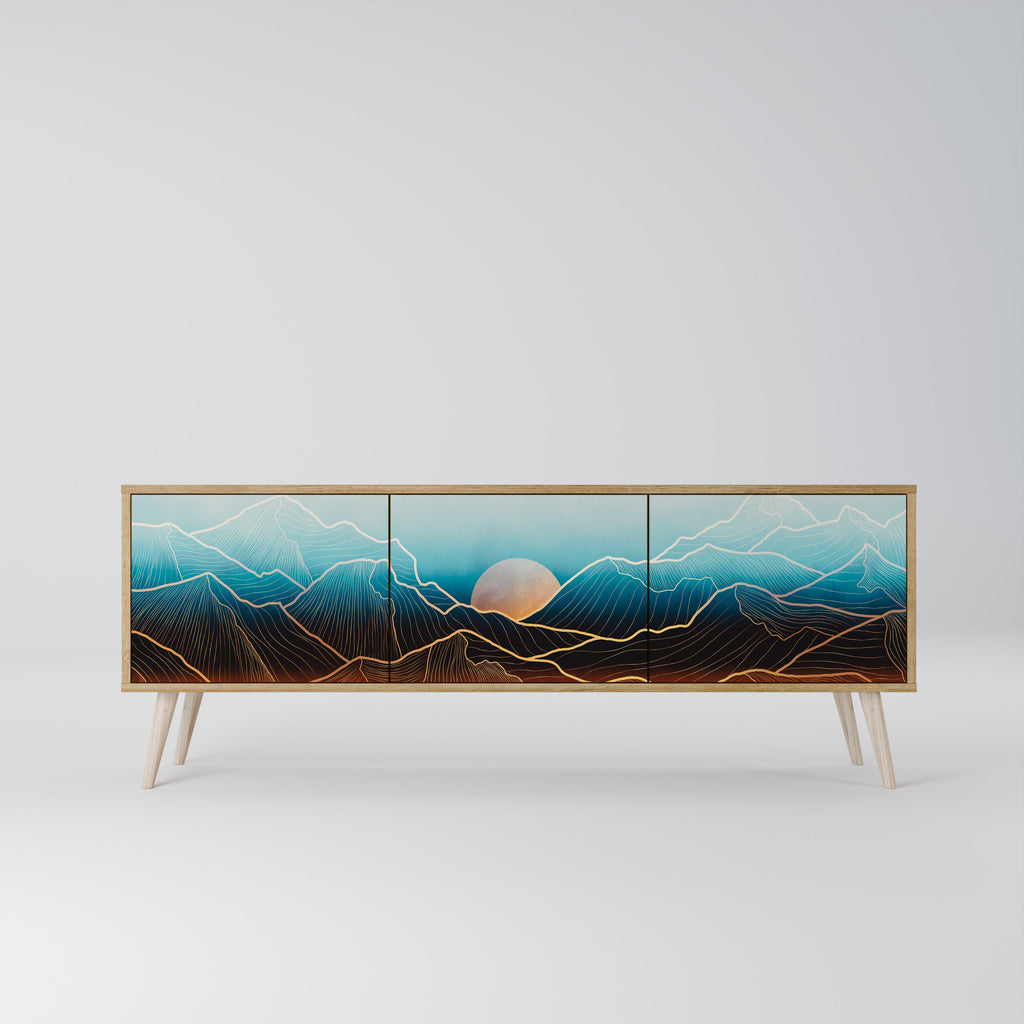 Meuble TV 3 portes LUNAR SECRETS effet chêne