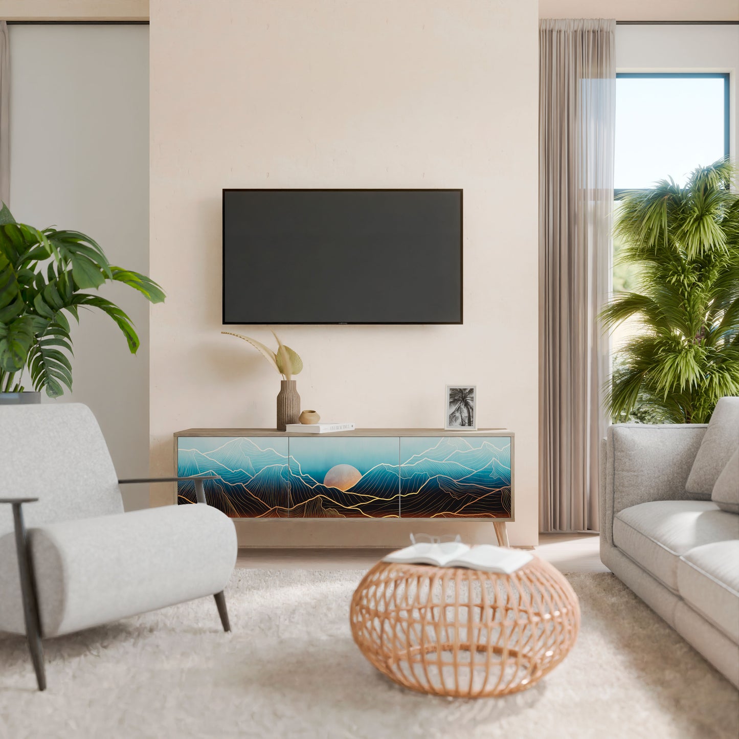 LUNAR SECRETS 3-Door TV Cabinet