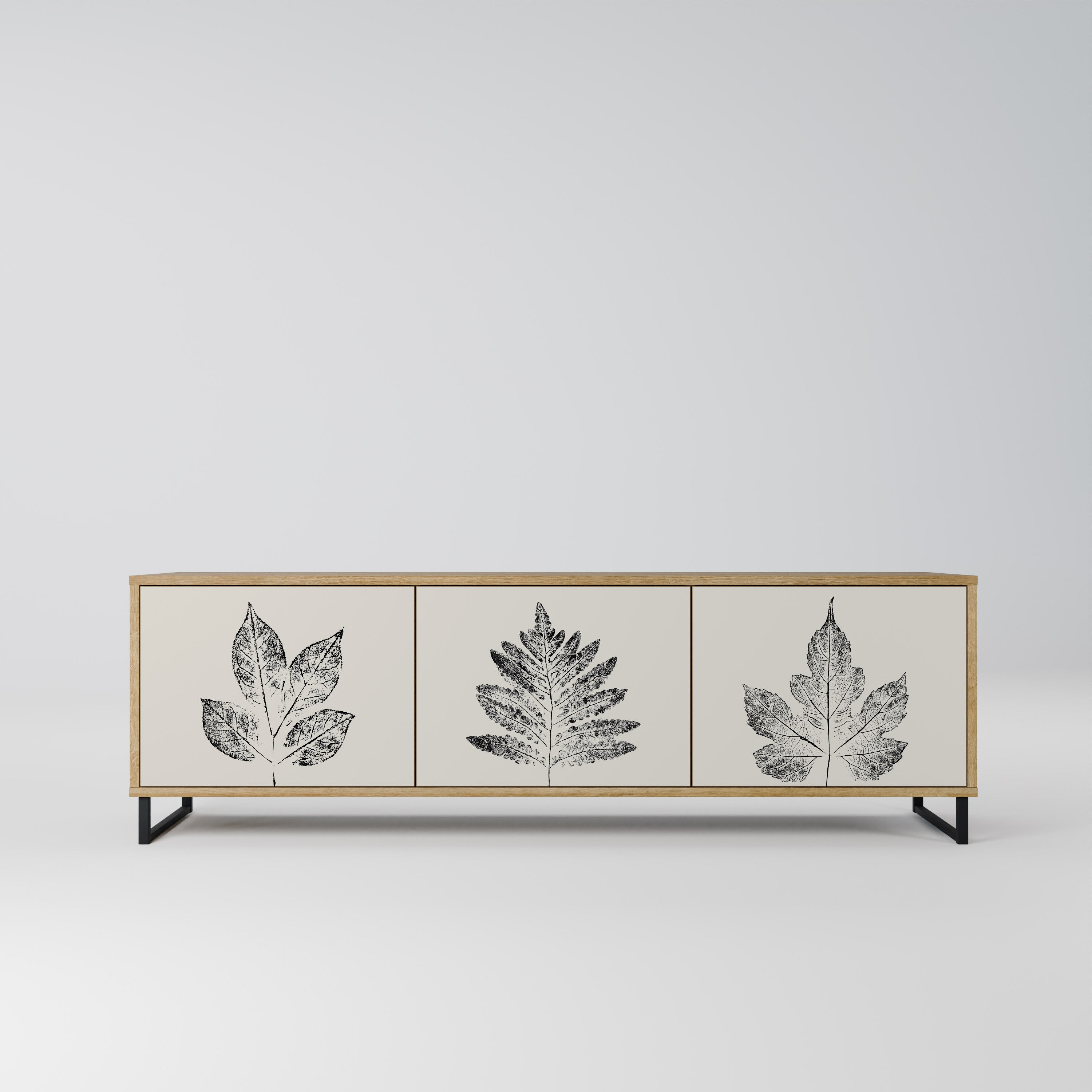 Meuble TV 3 portes LEAFY STAMPS effet chêne
