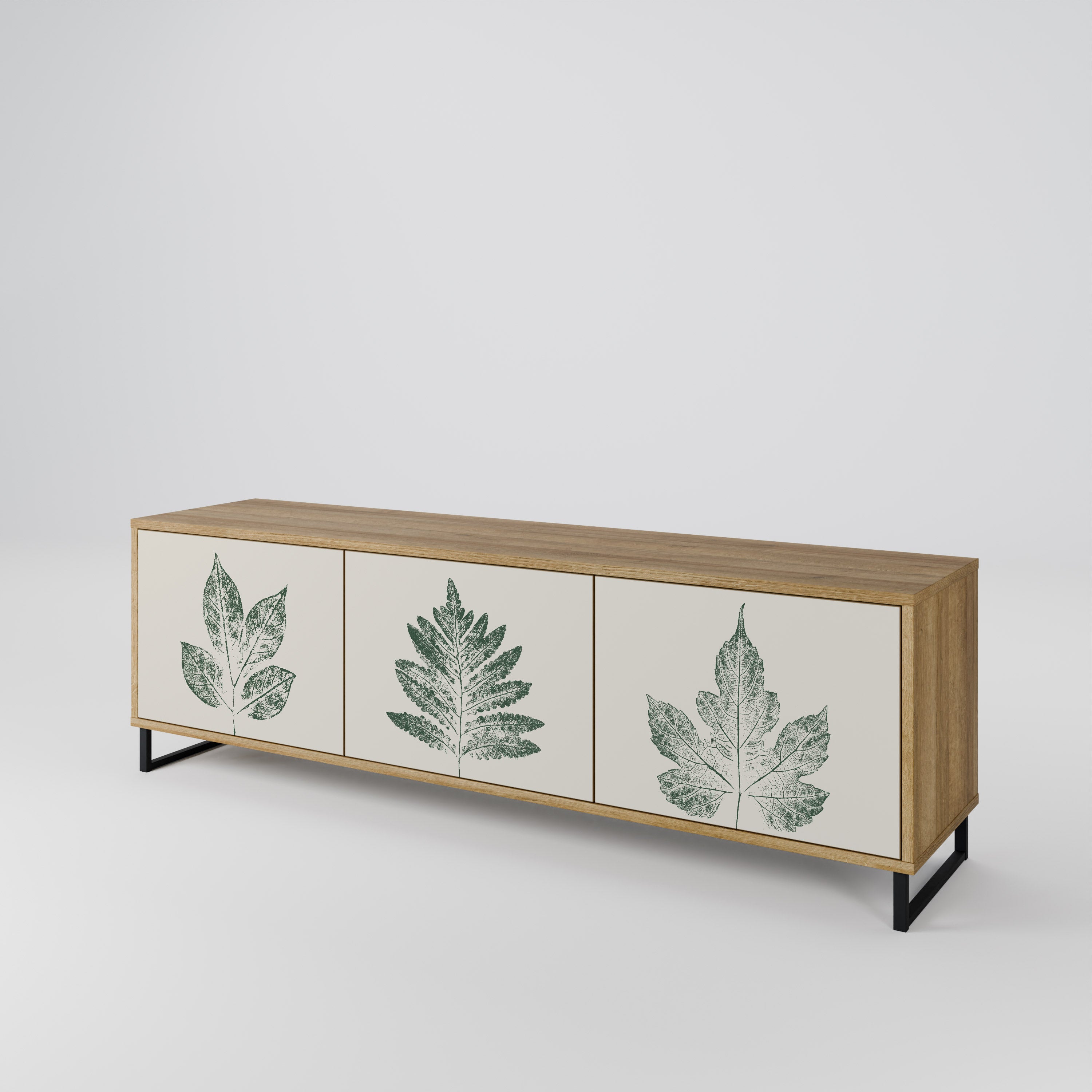 GREEN LEAFY STAMPS 3-Door TV Cabinet