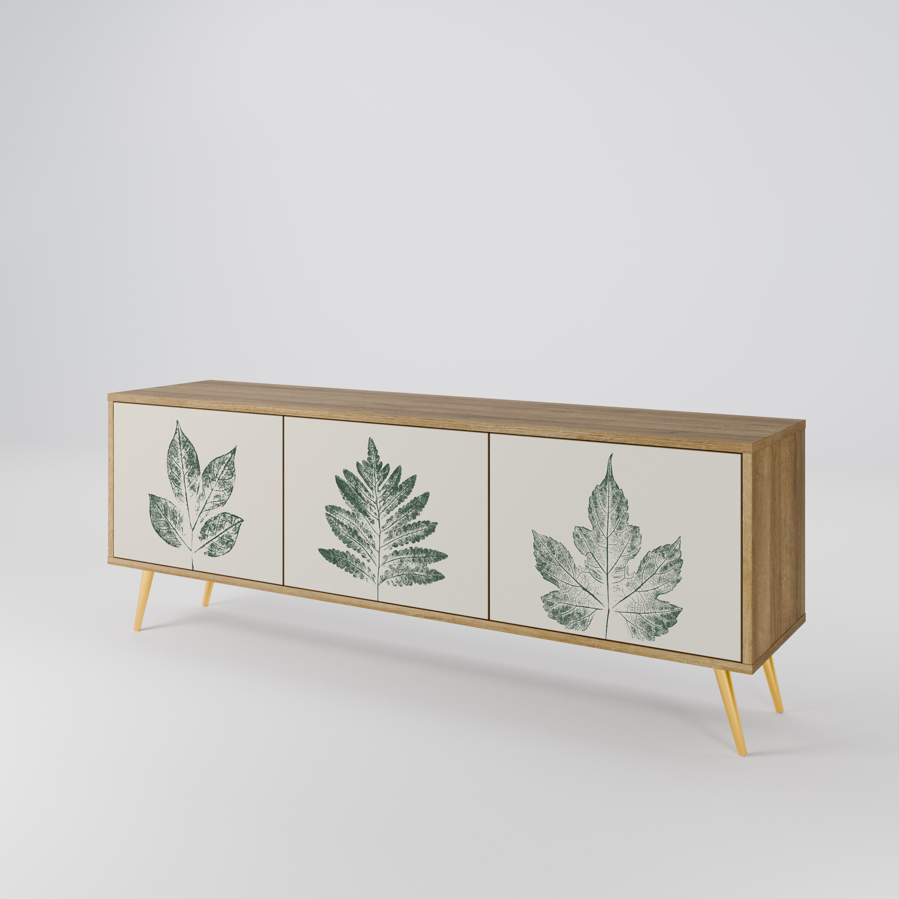 GREEN LEAFY STAMPS 3-Door TV Cabinet
