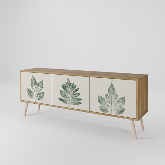 GREEN LEAFY STAMPS 3-Door TV Cabinet