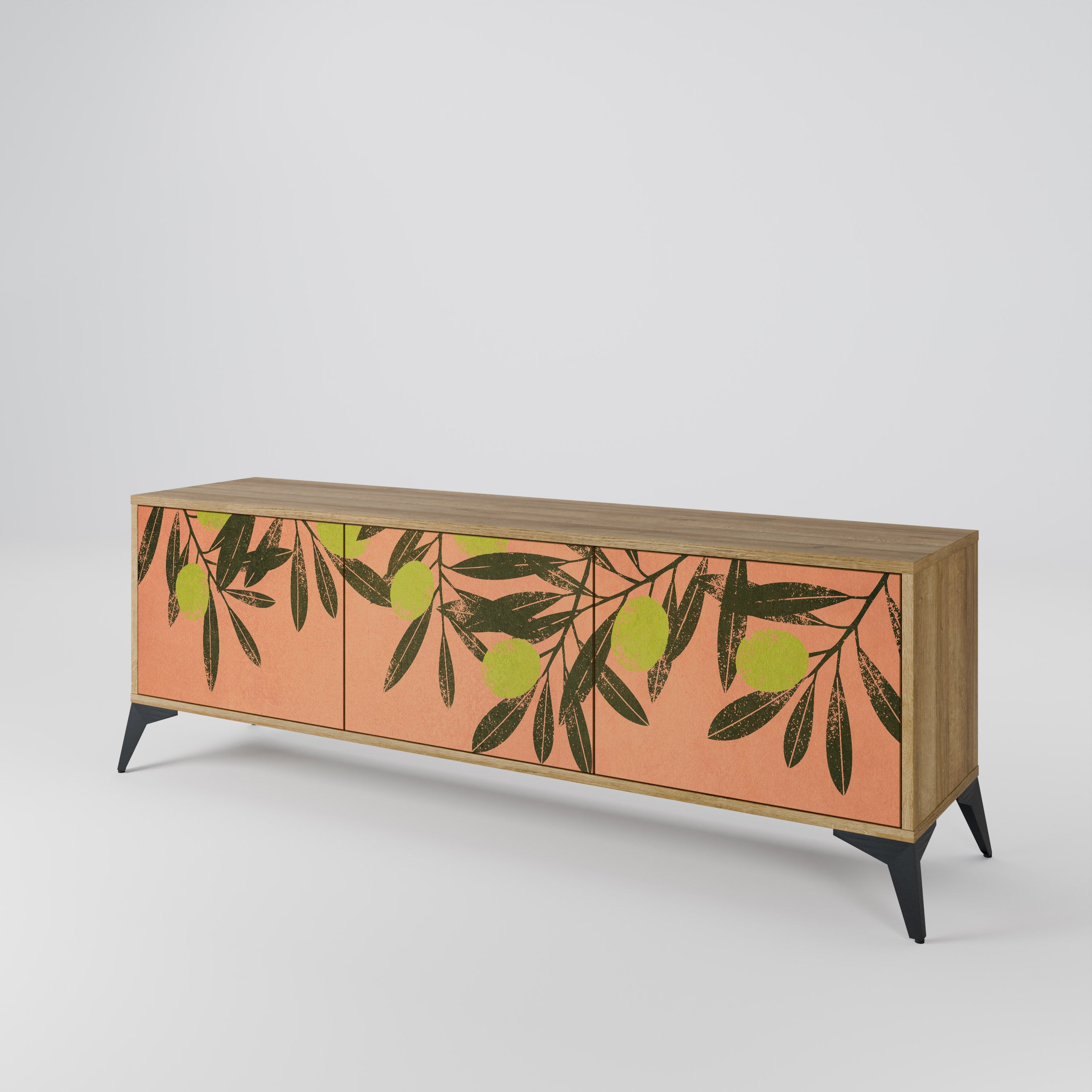 Meuble TV 3 portes JUICY OLIVES effet chêne