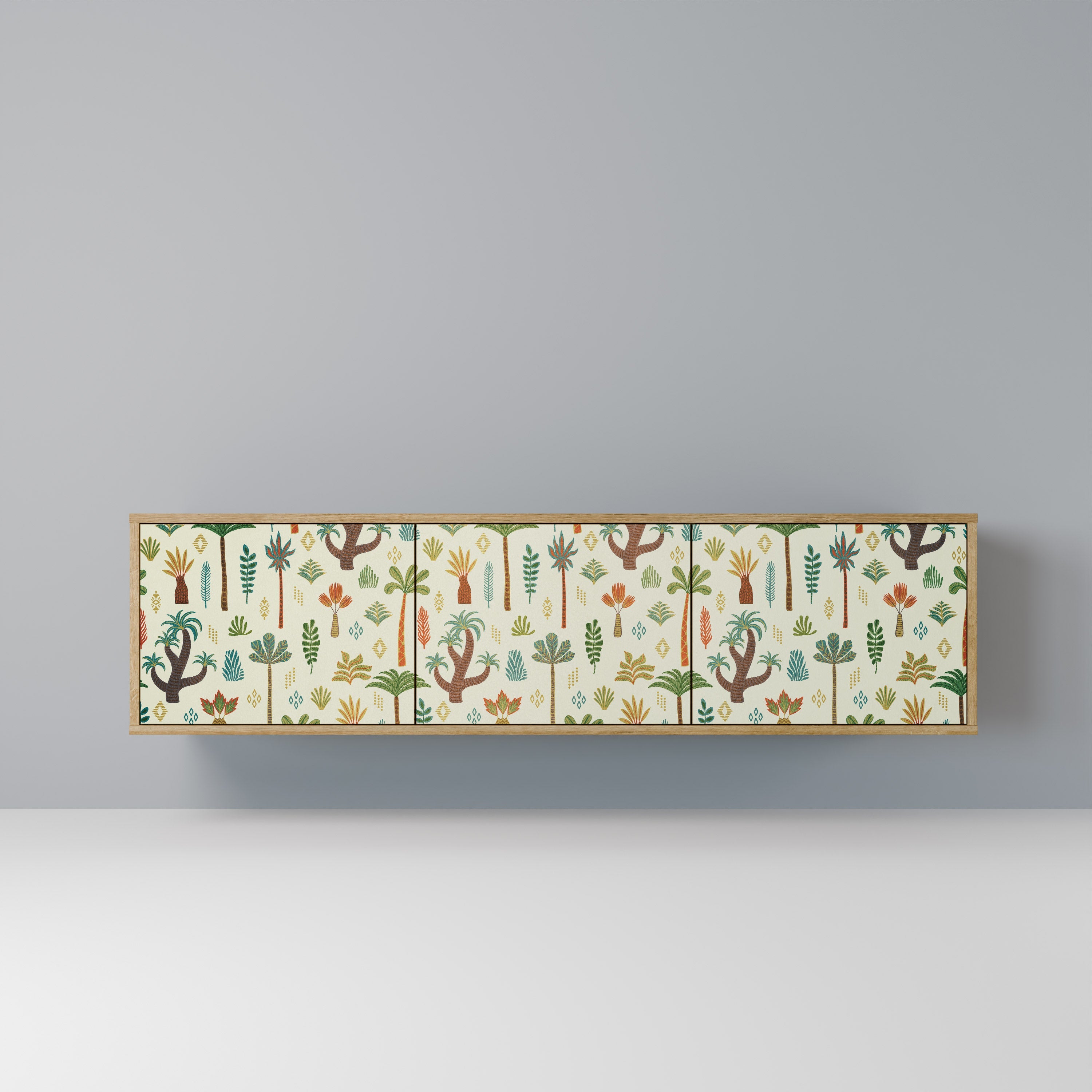 Meuble TV 3 portes PALM SPRING effet chêne