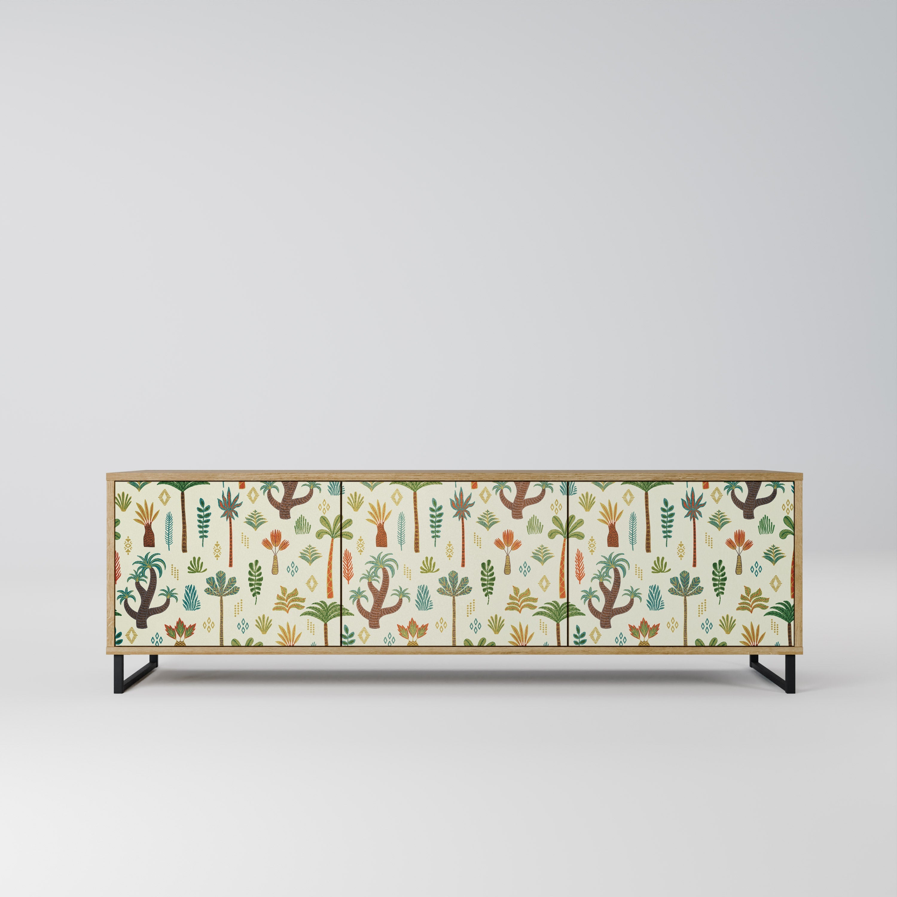 Meuble TV 3 portes PALM SPRING effet chêne