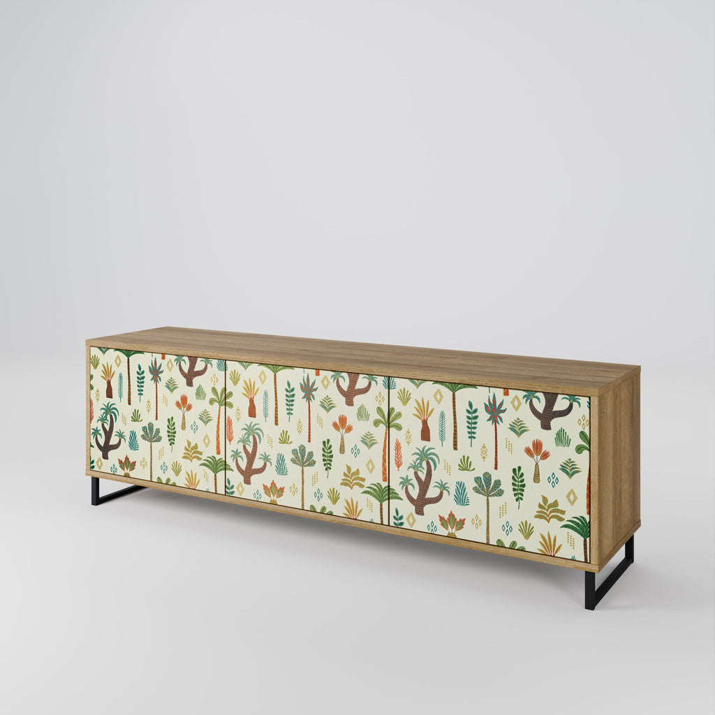 Meuble TV 3 portes PALM SPRING effet chêne