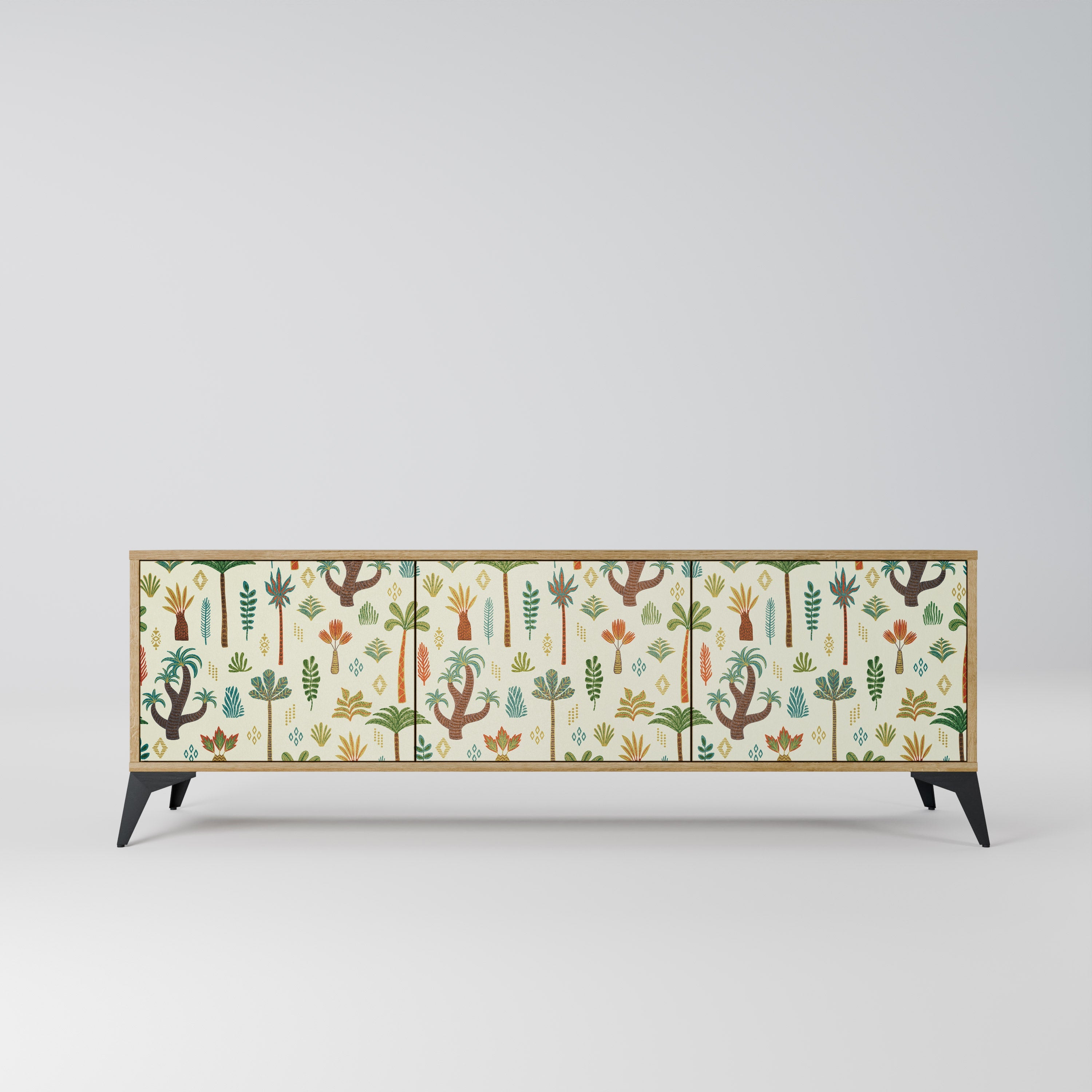 Meuble TV 3 portes PALM SPRING effet chêne