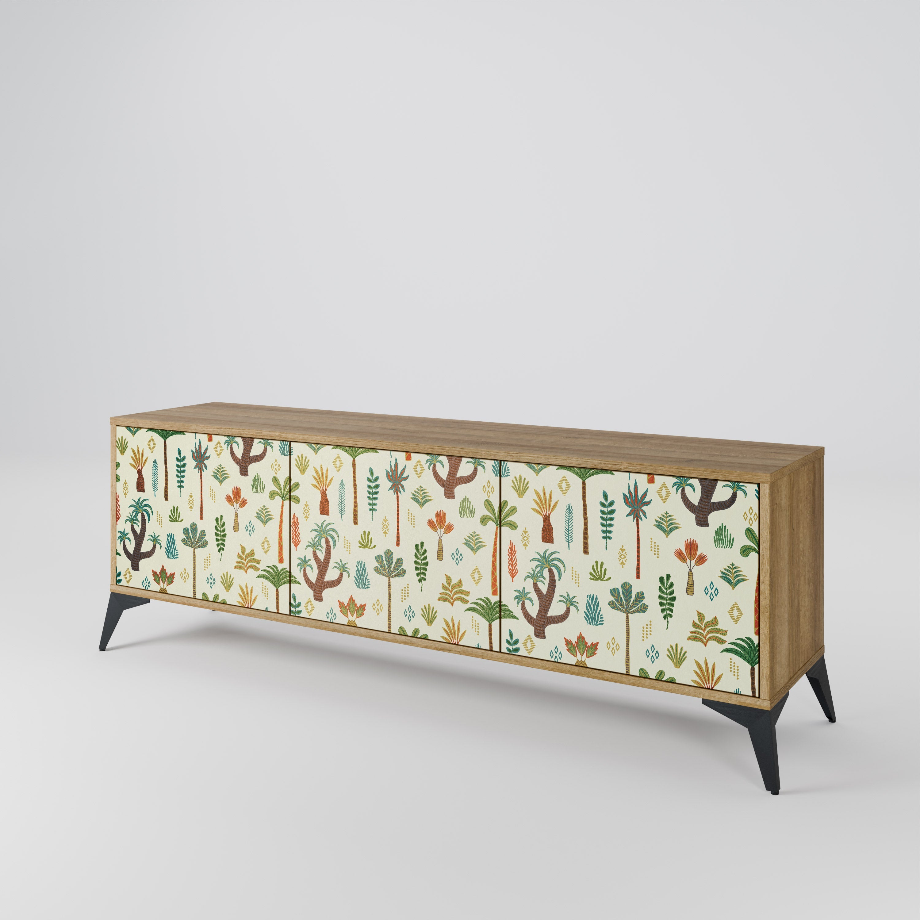 Meuble TV 3 portes PALM SPRING effet chêne