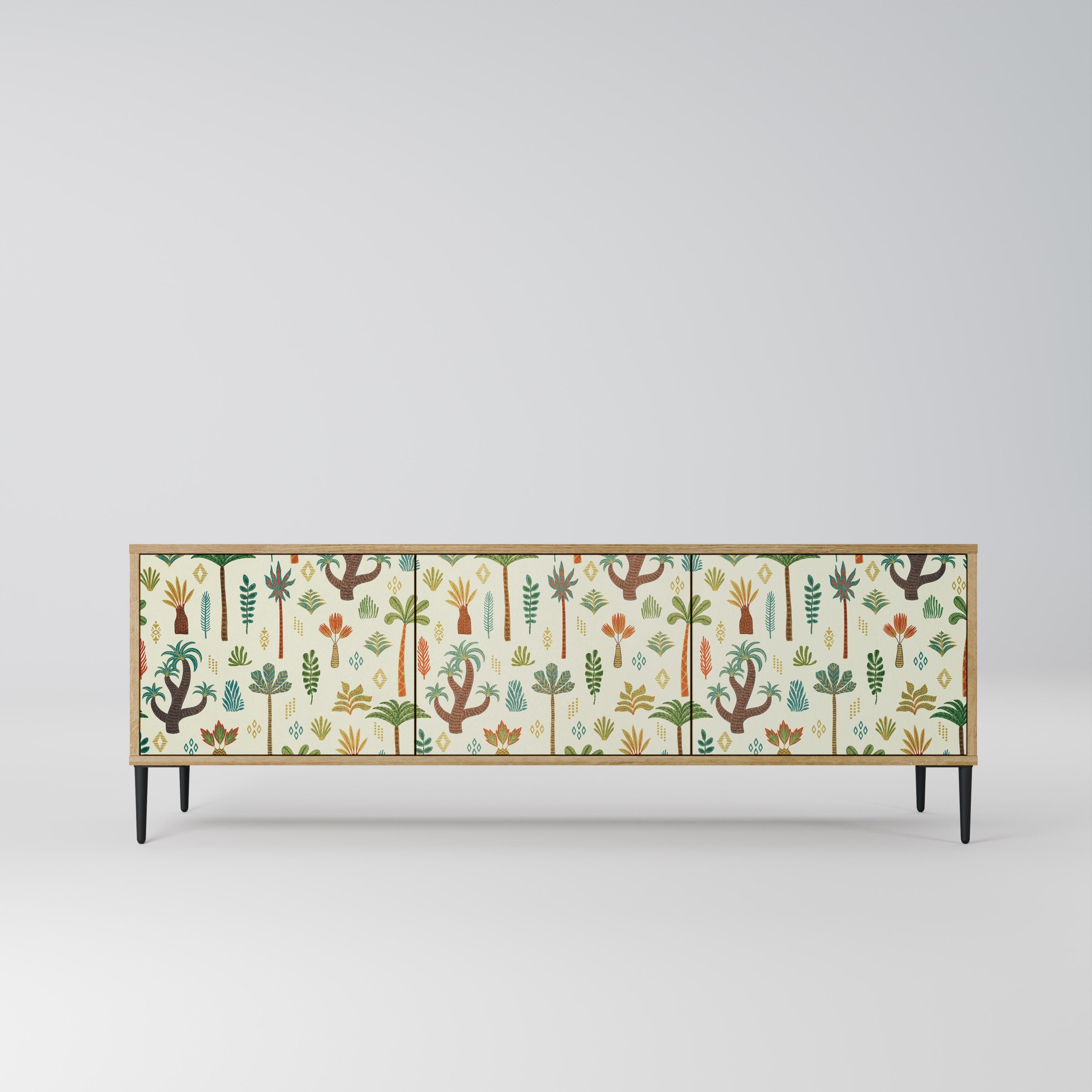 Meuble TV 3 portes PALM SPRING effet chêne