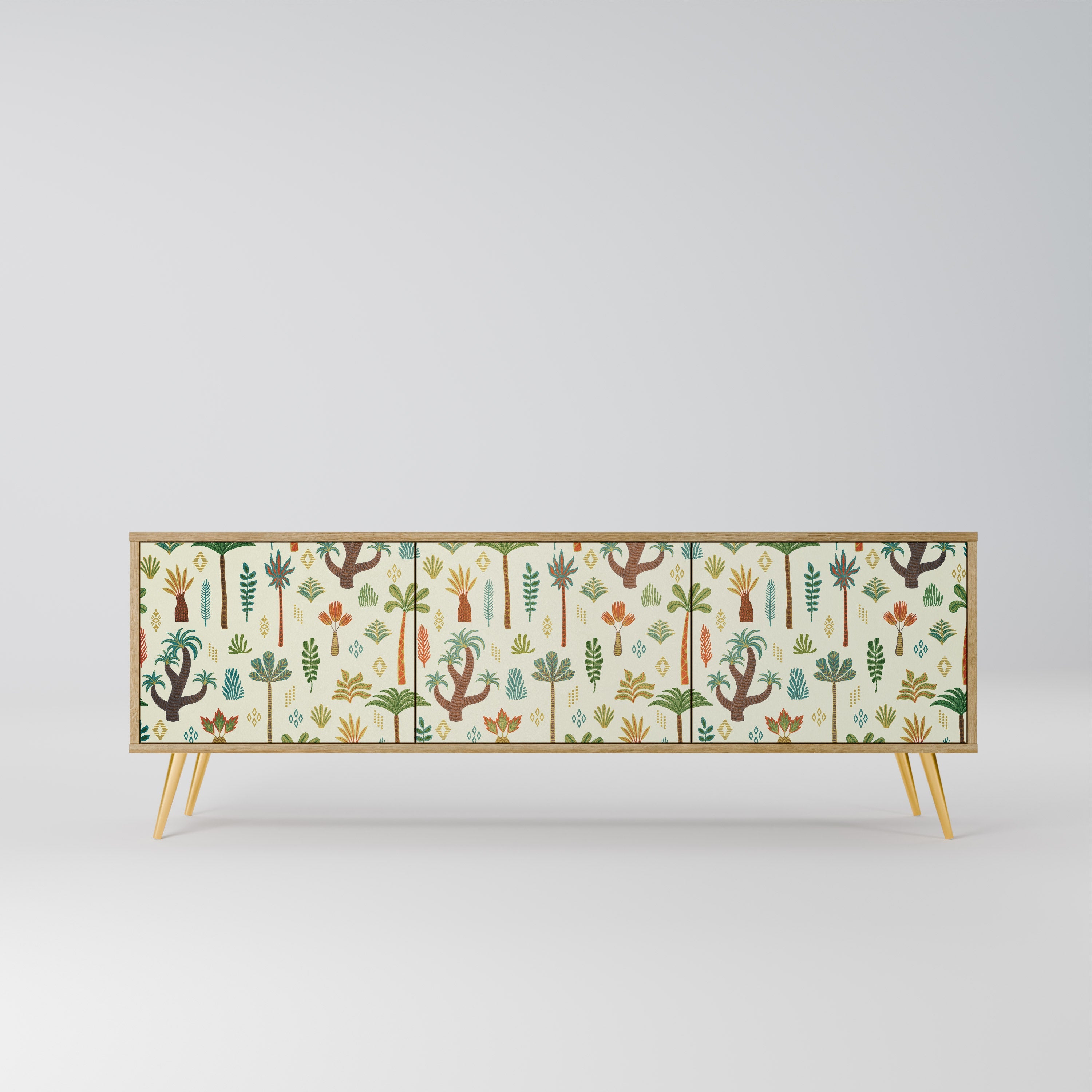 Meuble TV 3 portes PALM SPRING effet chêne