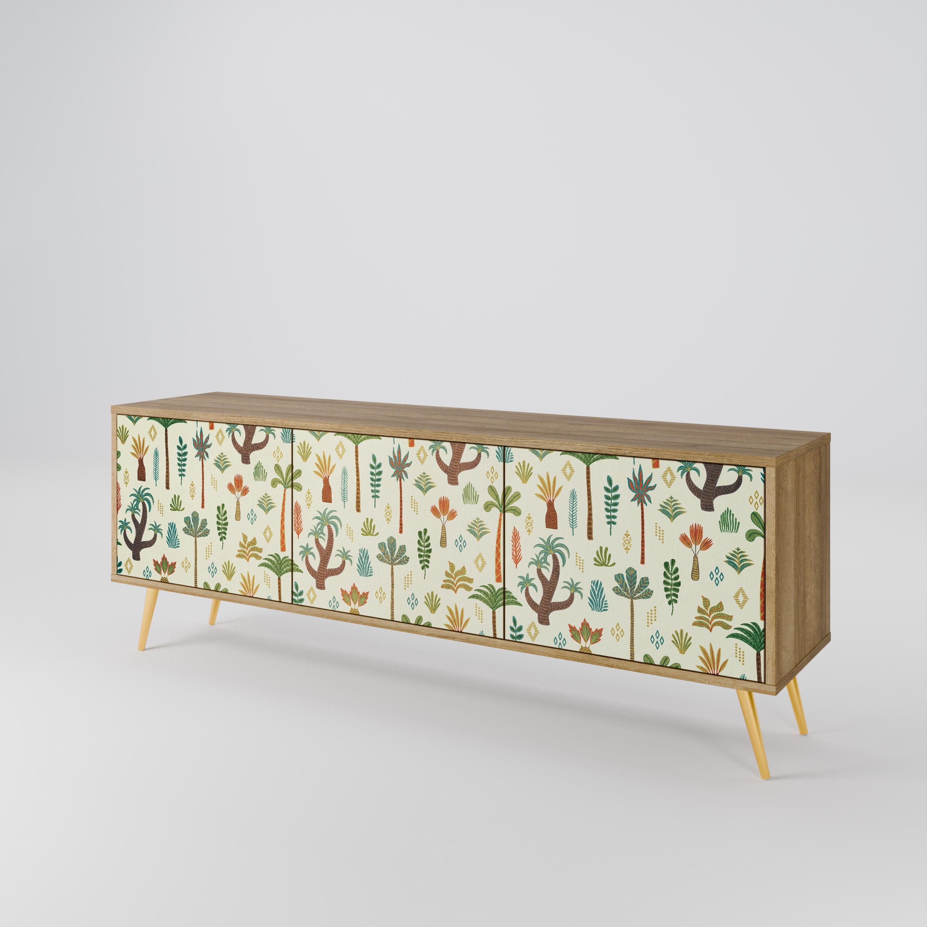 Meuble TV 3 portes PALM SPRING effet chêne